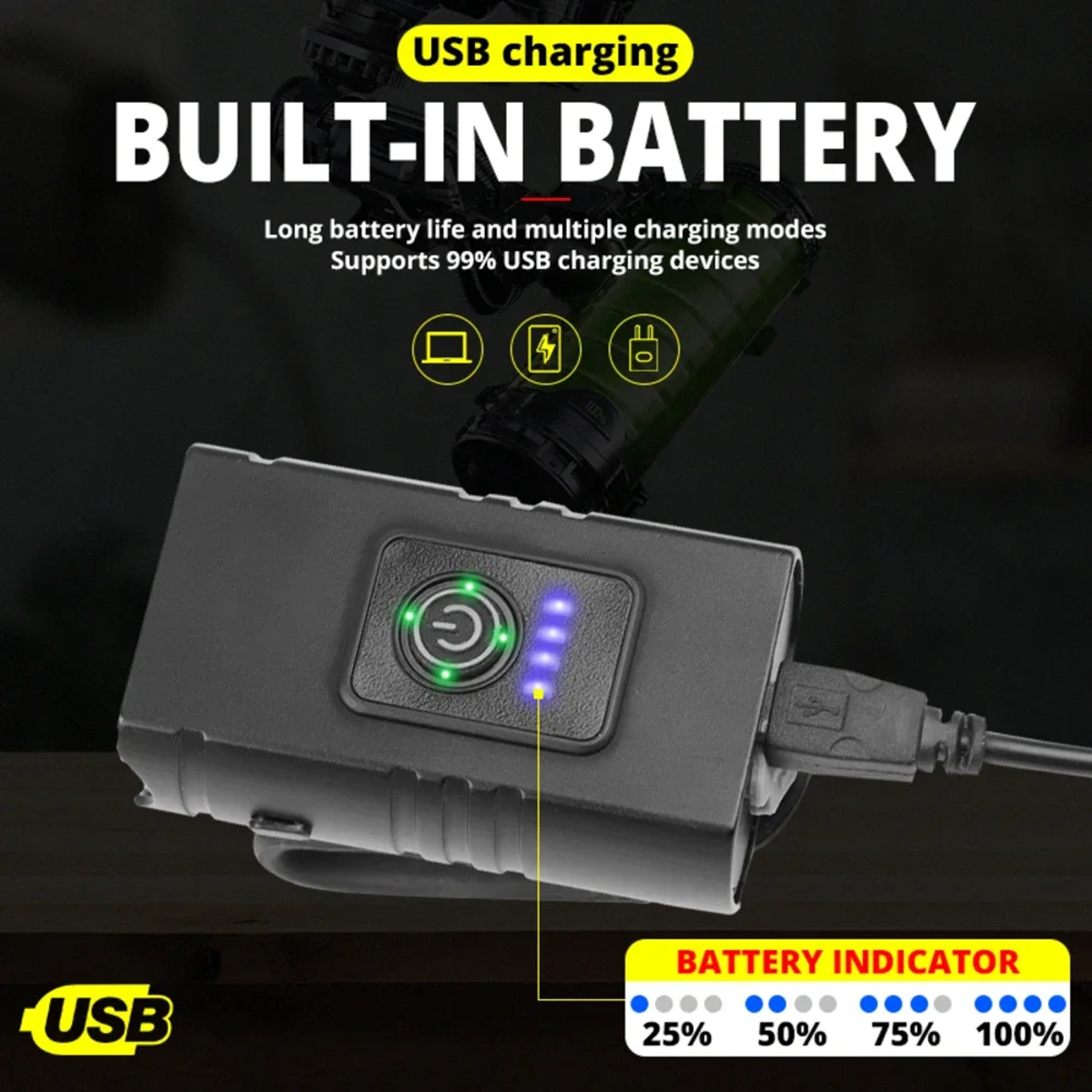 USB Rechargeable LED Bike Light Bright Front Headlight For MTB Scooter  Cycling 2