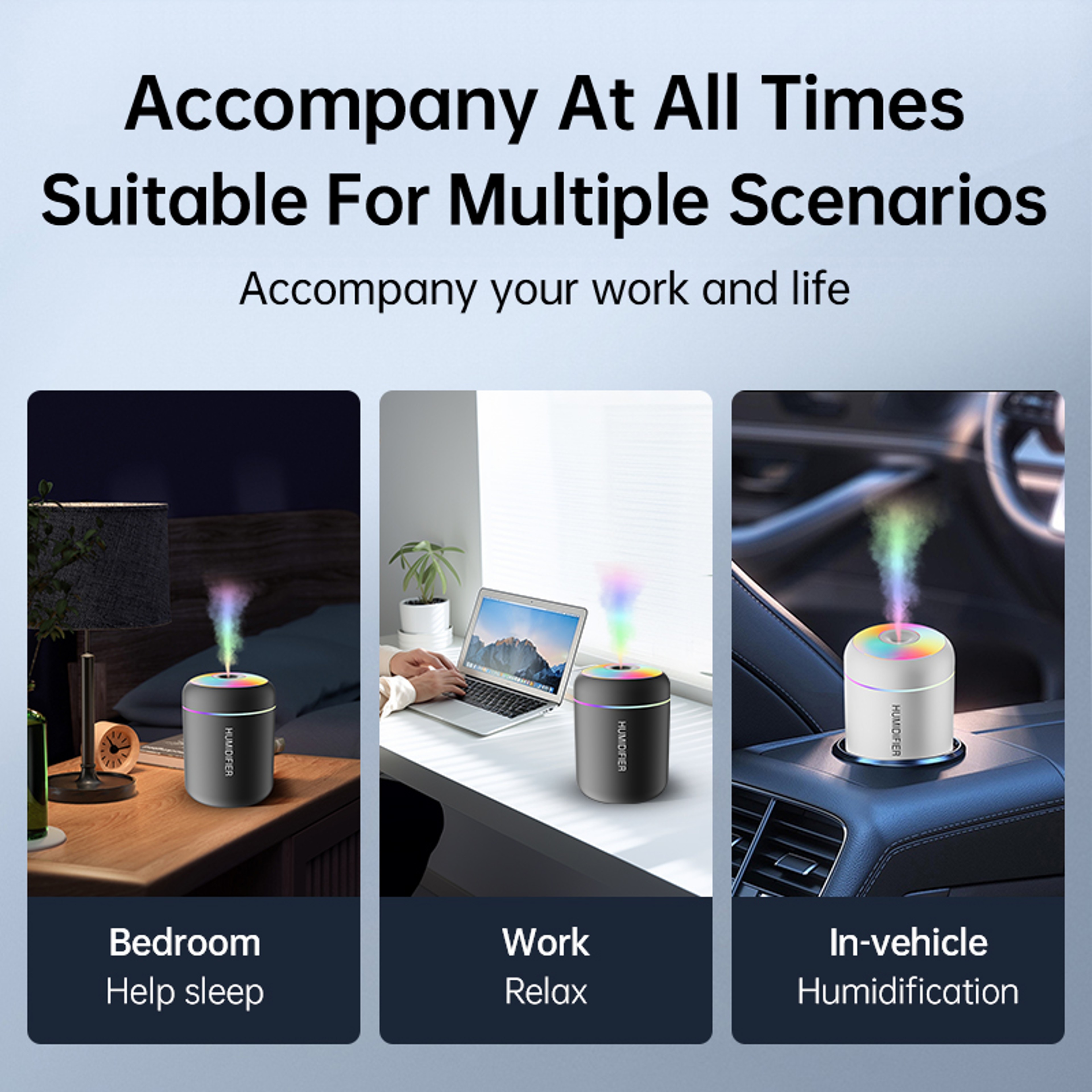Mini USB Aroma Diffuser Humidifier For Car  Home Essential Oil Purifier With LED Light 2