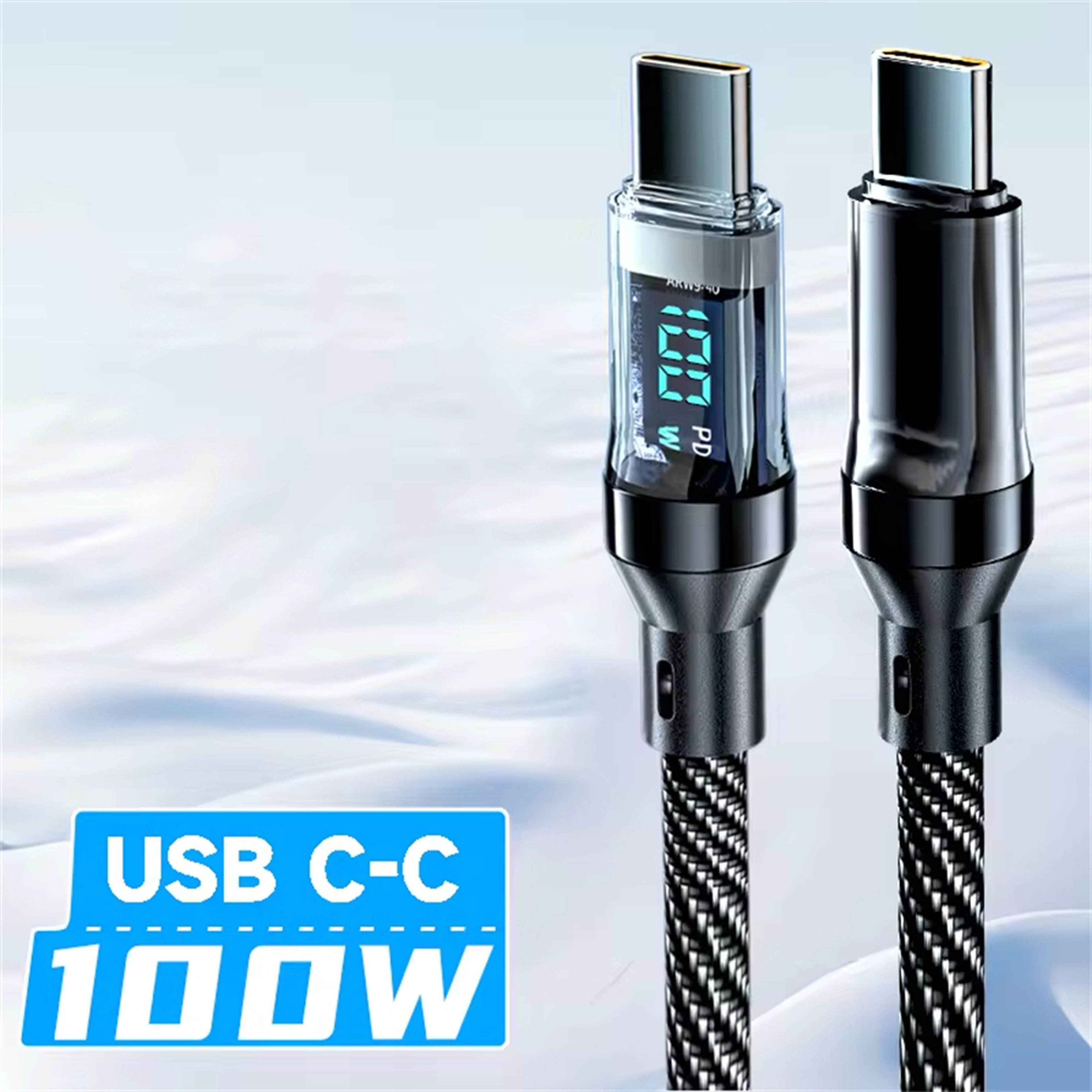 USB C  USB A Fast Charging Cable With LED Power Display 6