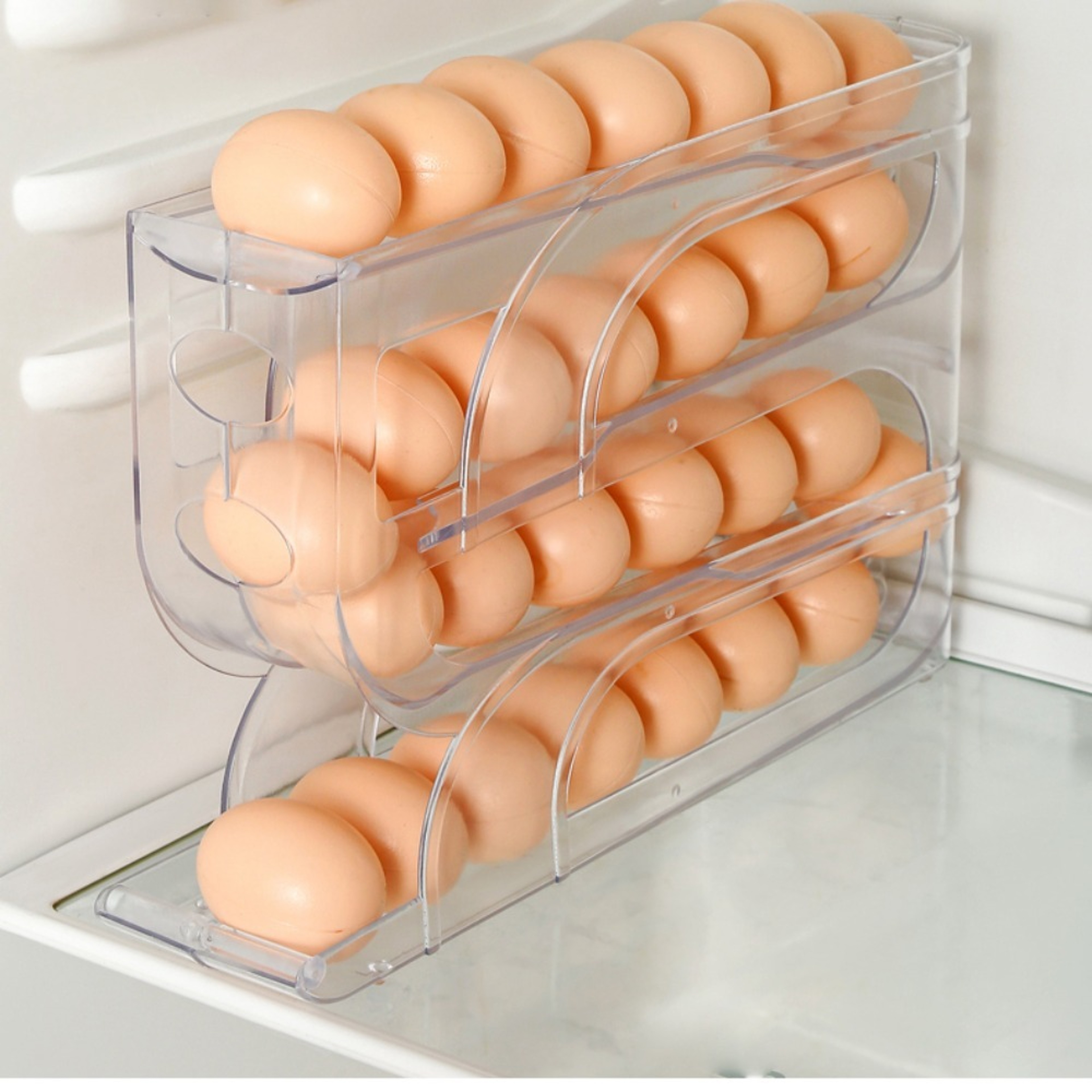 Automatic Egg Roller Rack Large Capacity Refrigerator Egg Organizer 2