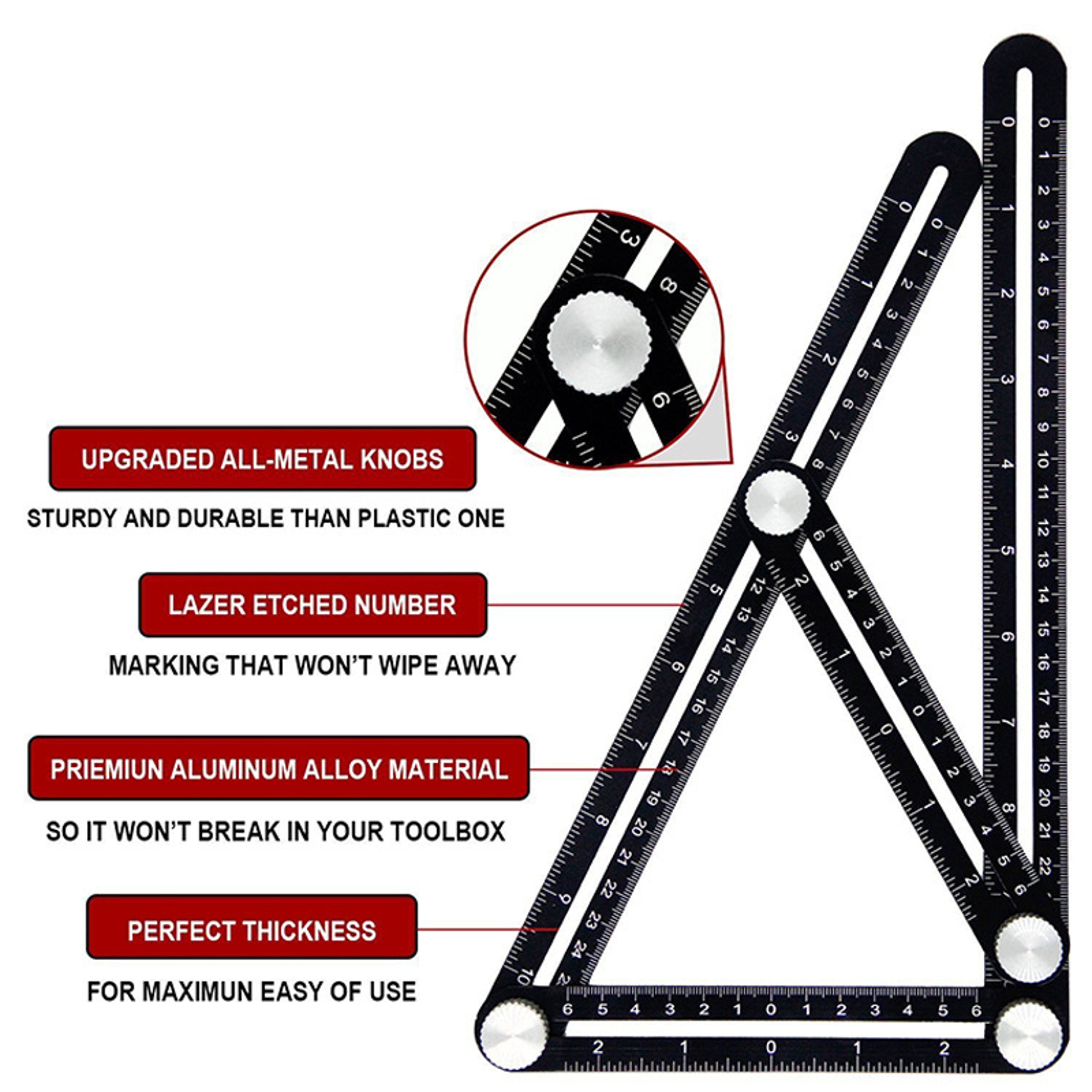 Multi Angle Folding Positioning Ruler Durable Aluminum Alloy Tool For DIY Wood  Tile Flooring Proje 3