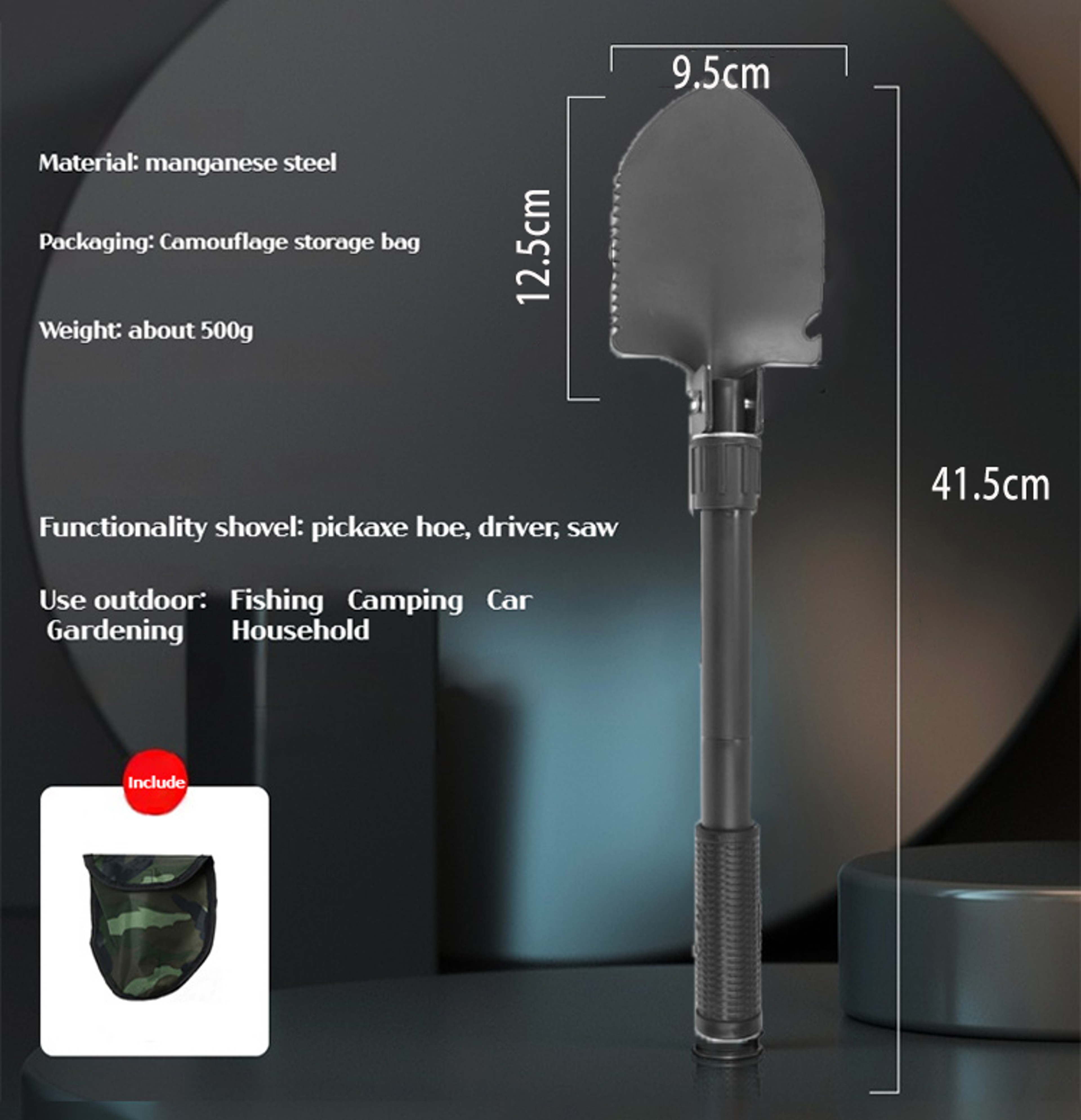 Multifunctional Garden Shovel  Pickaxe And Hoe For Camping Fishing  Wild Survival 5