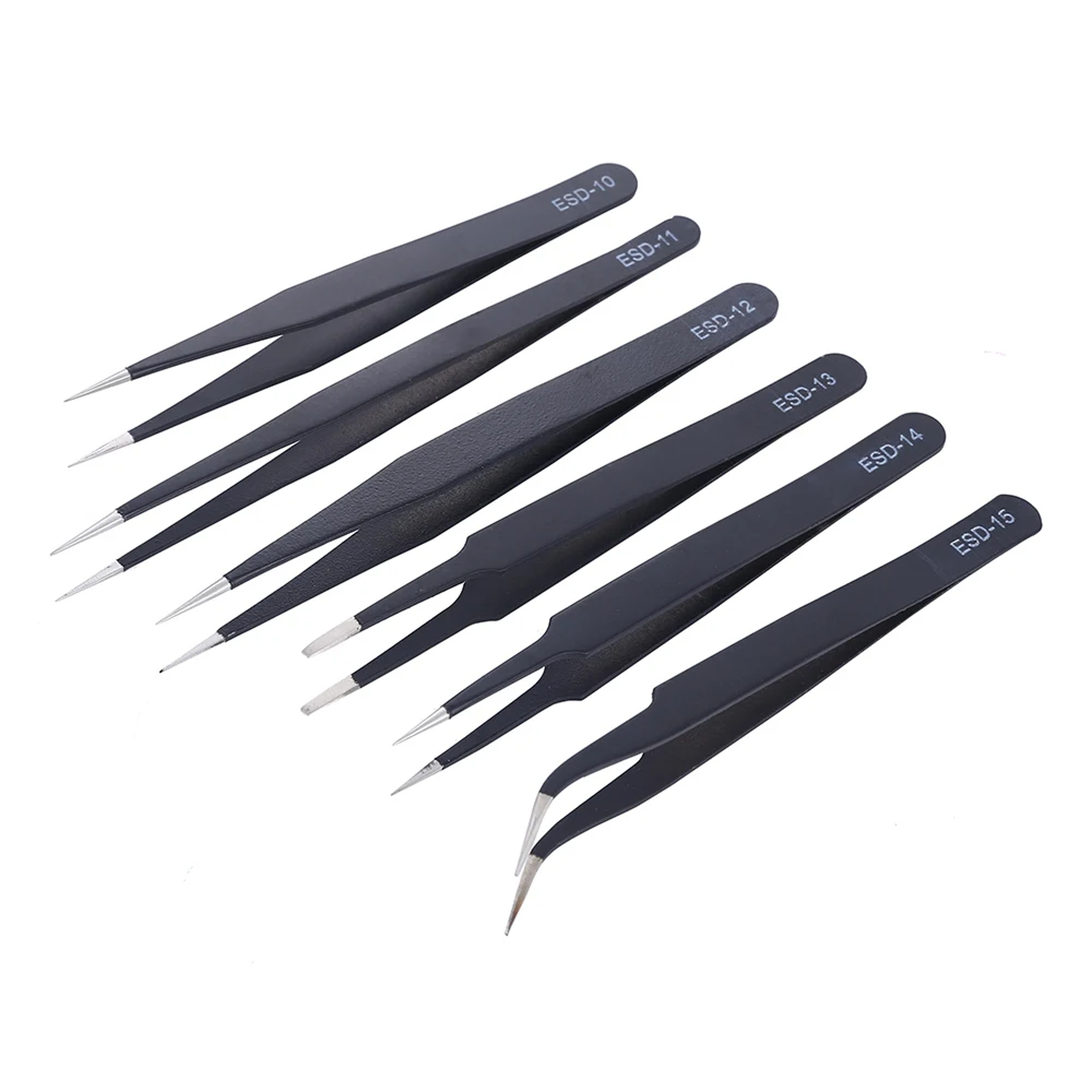 Anti Static ESD Precision Tweezers Set Curved  Straight Tweezers For Industrial  Repair Tools 0