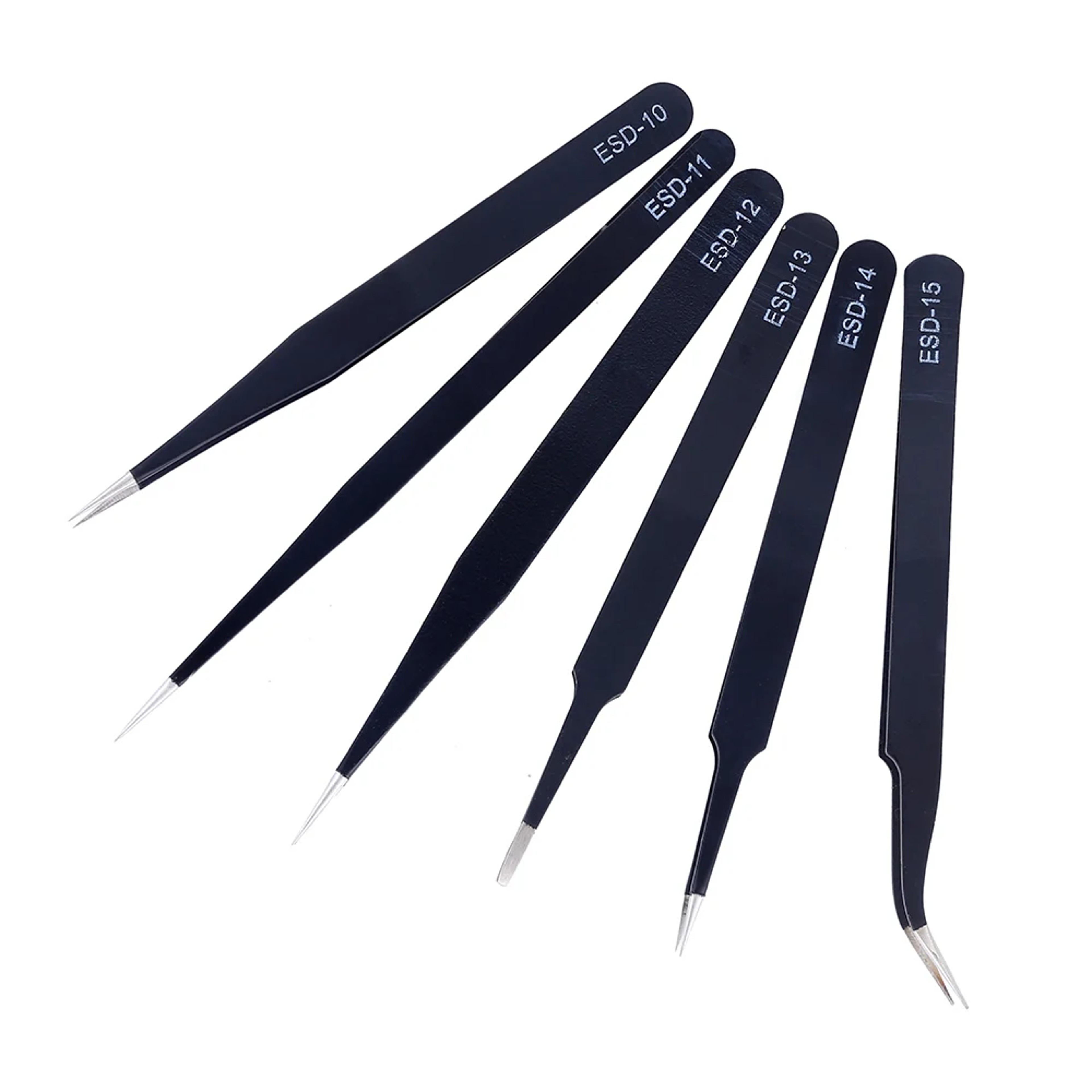 Anti Static ESD Precision Tweezers Set Curved  Straight Tweezers For Industrial  Repair Tools 2