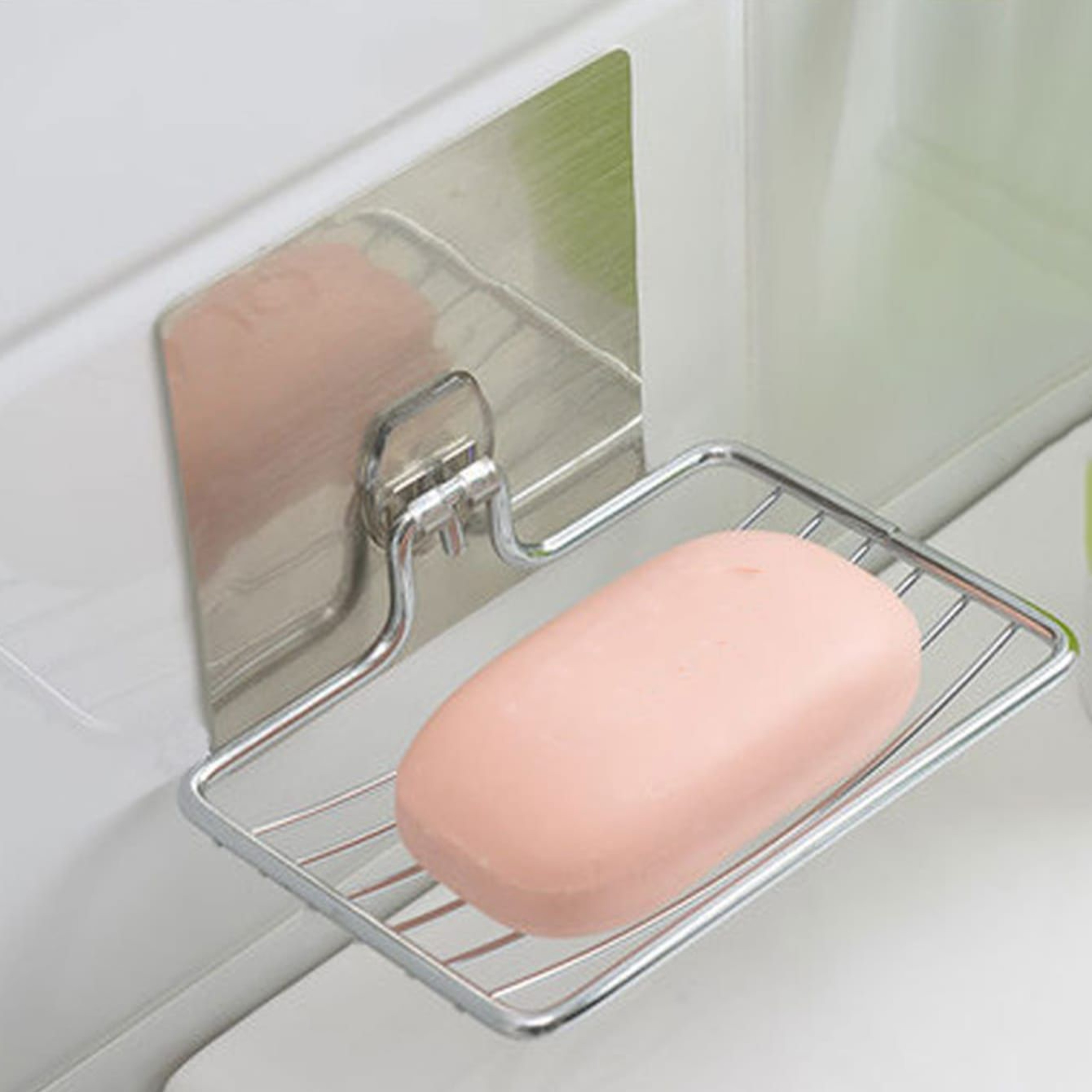 Stainless Steel Punch Free Soap Rack Luxury Wall Hanging Soap Box 4