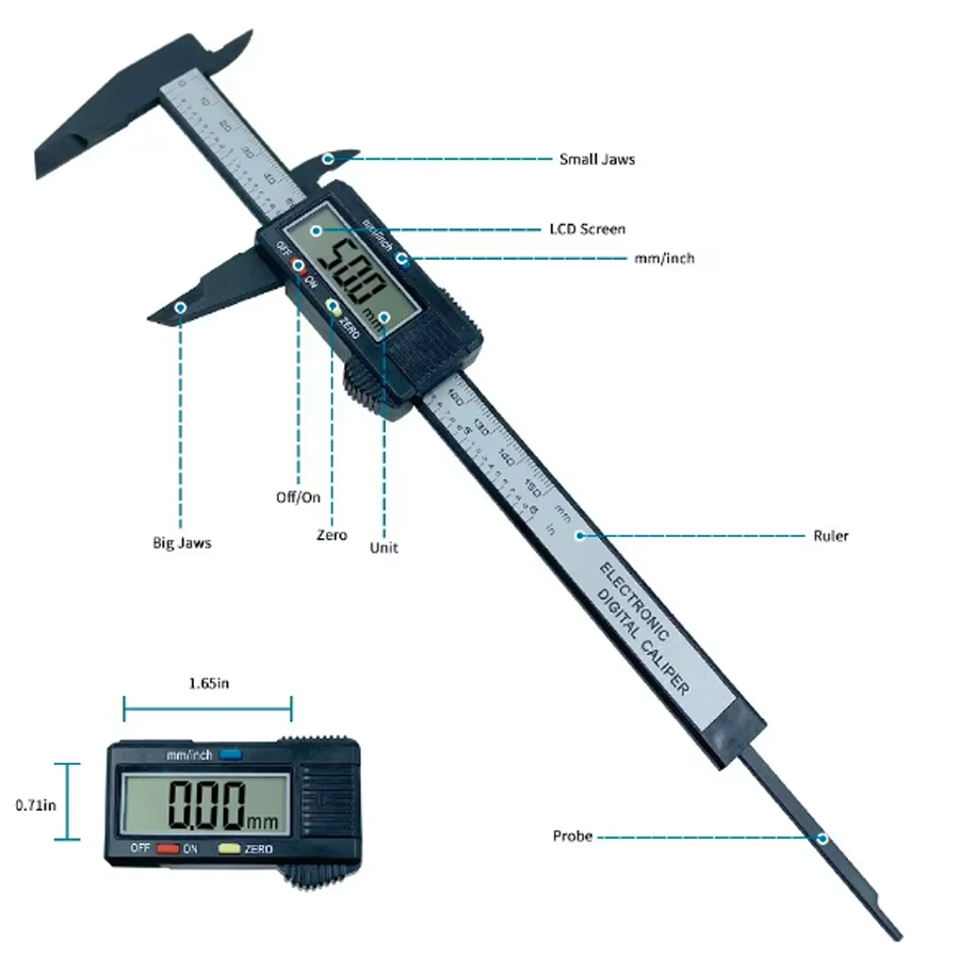 Digital Caliper With Carbon Fiber Dial Precision Measuring Tool For Accurate Internal And External  5