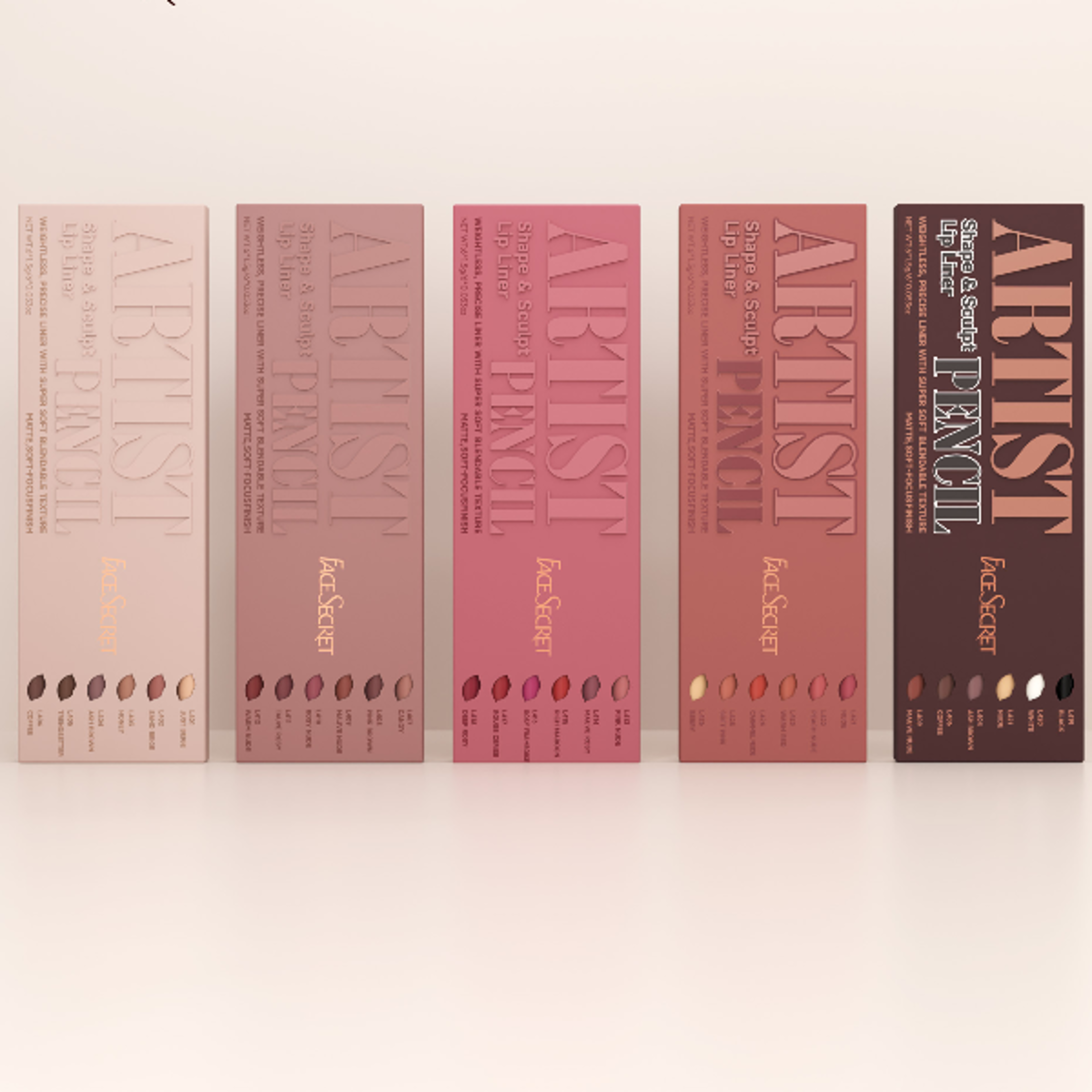 Face Secret Artist Shape Sculpt Lip Liner Pencil Set Weightless Precise Liner with Super Soft Blend