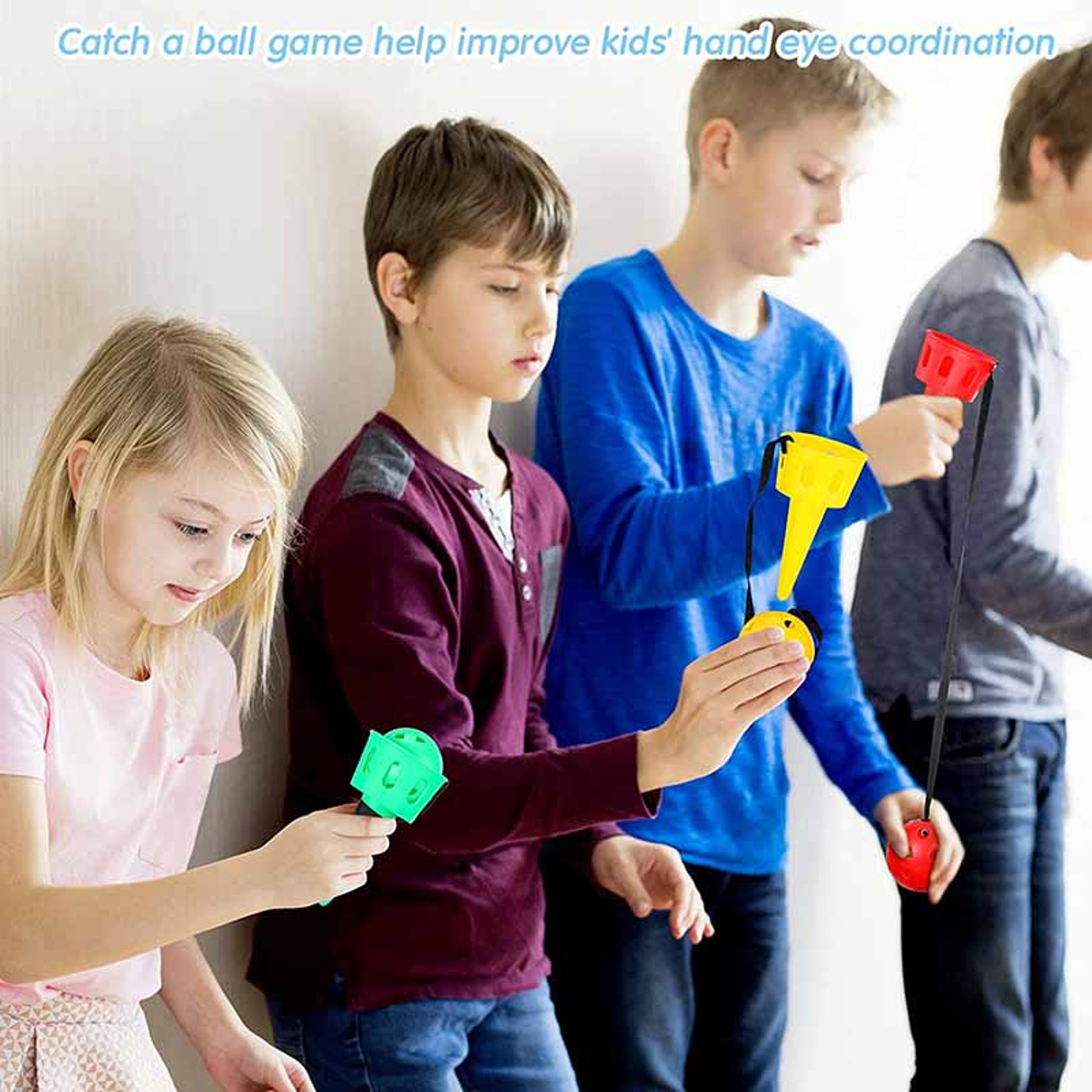 Throw And Catch Ball Game Set Outdoor Toy For Kids Hand Eye Coordination Training Fun 5