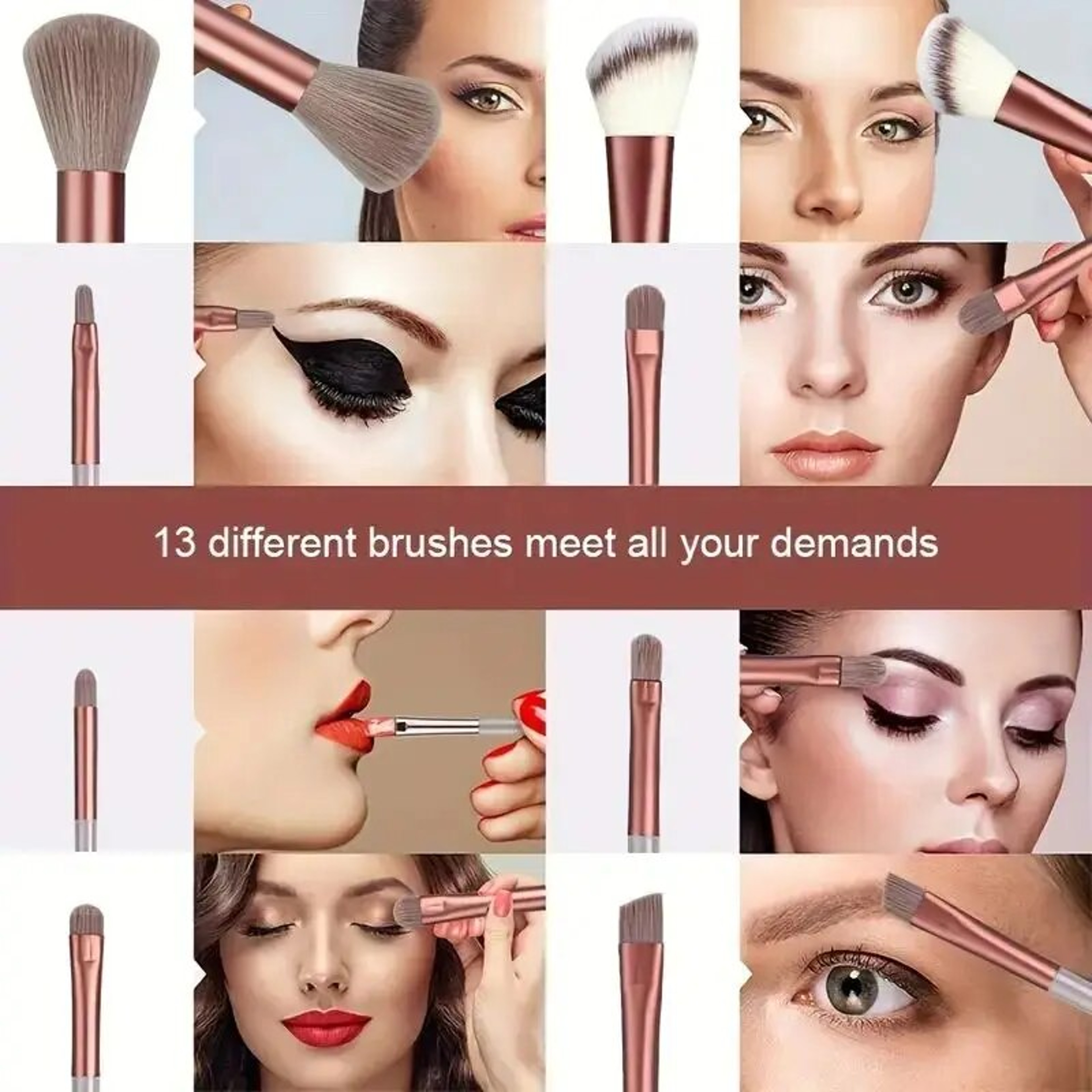 Soft Fluffy Makeup Brush Set Premium Kabuki  Blending Brushes For Flawless Foundation Powder And Ey 7