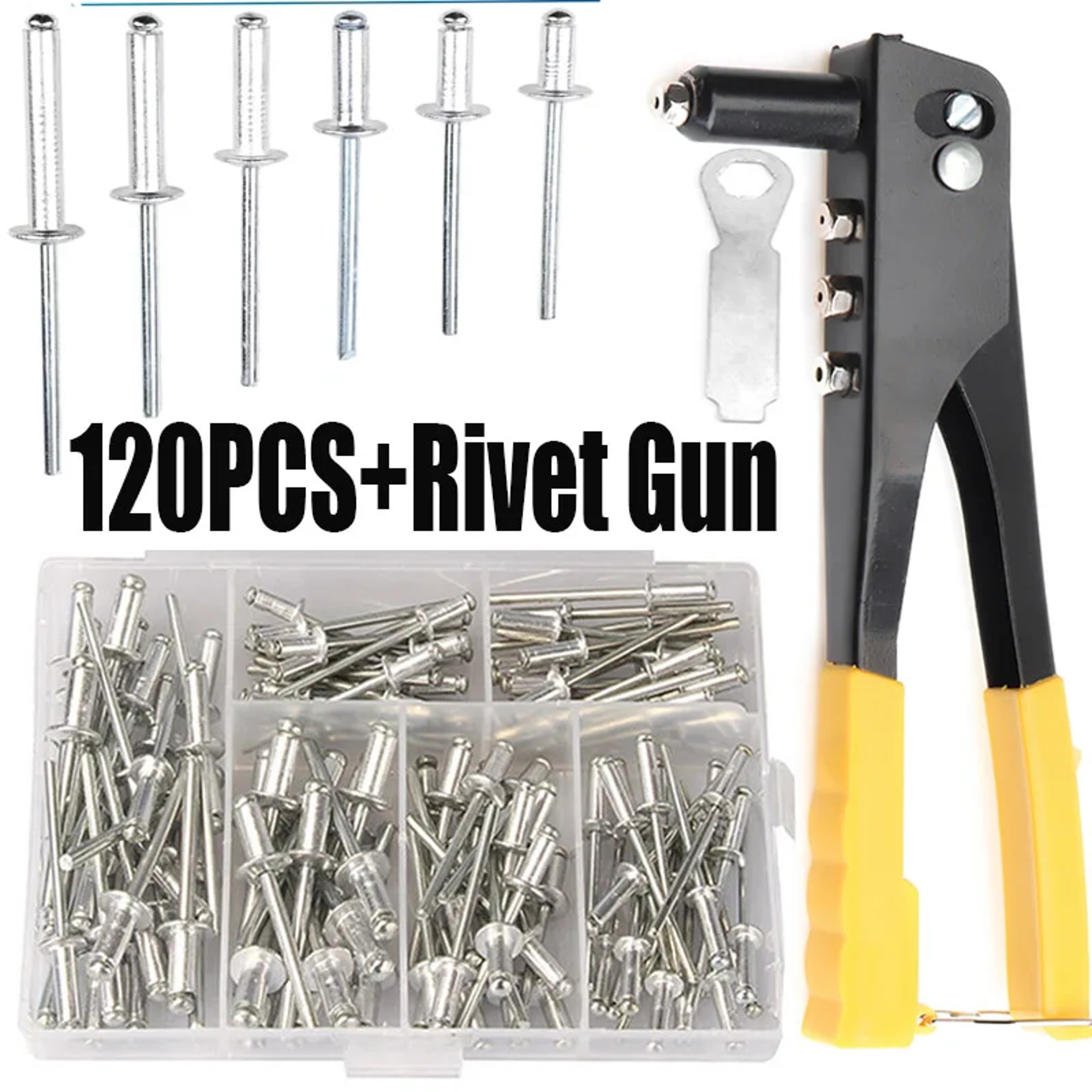 Heavy Duty Rivet Tool Set Pop Rivet Gun  Blind Rivets Assortment Kit With Rivet Nut Tool 2