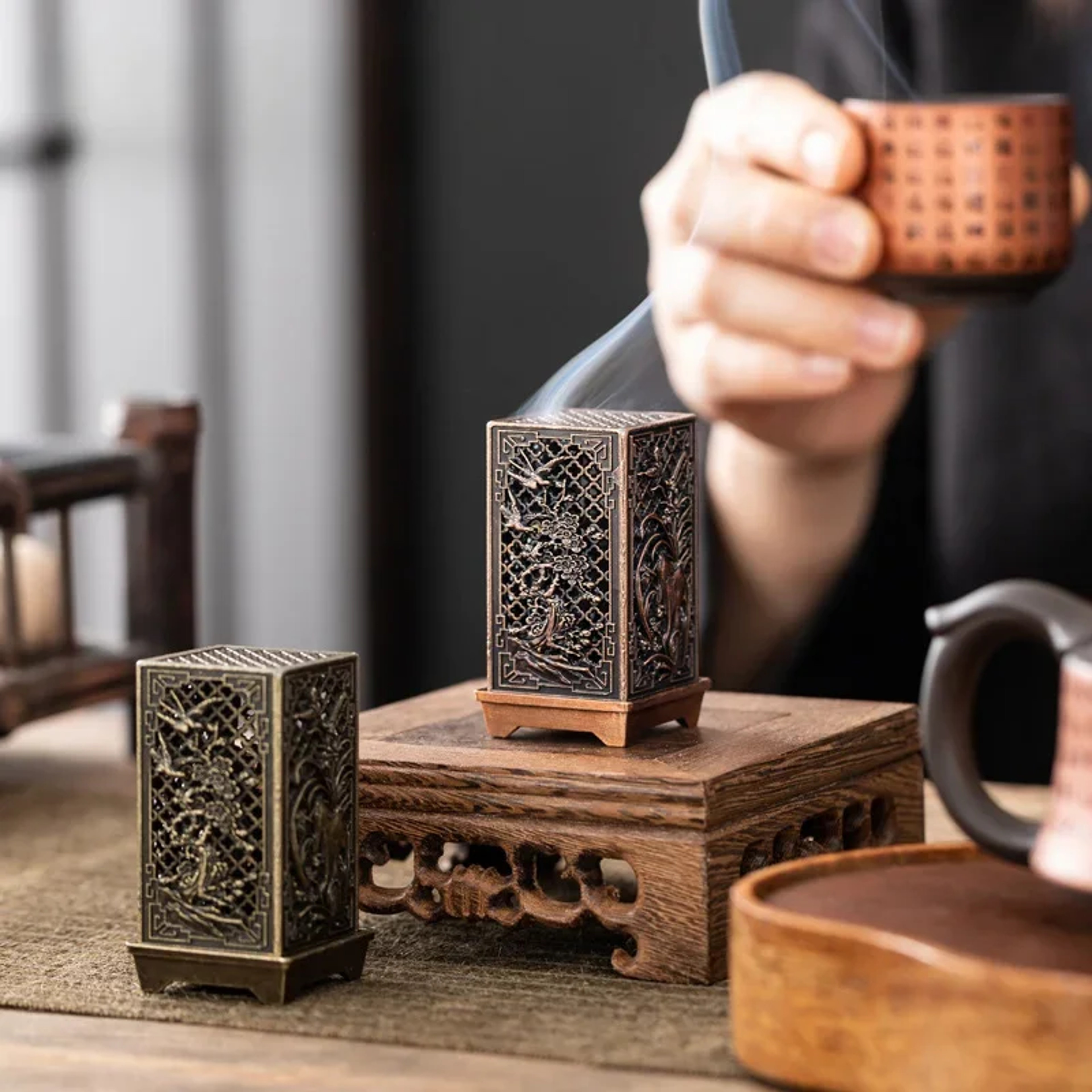 Alloy Incense Holder Square Vertical Aromatherapy Burner 0