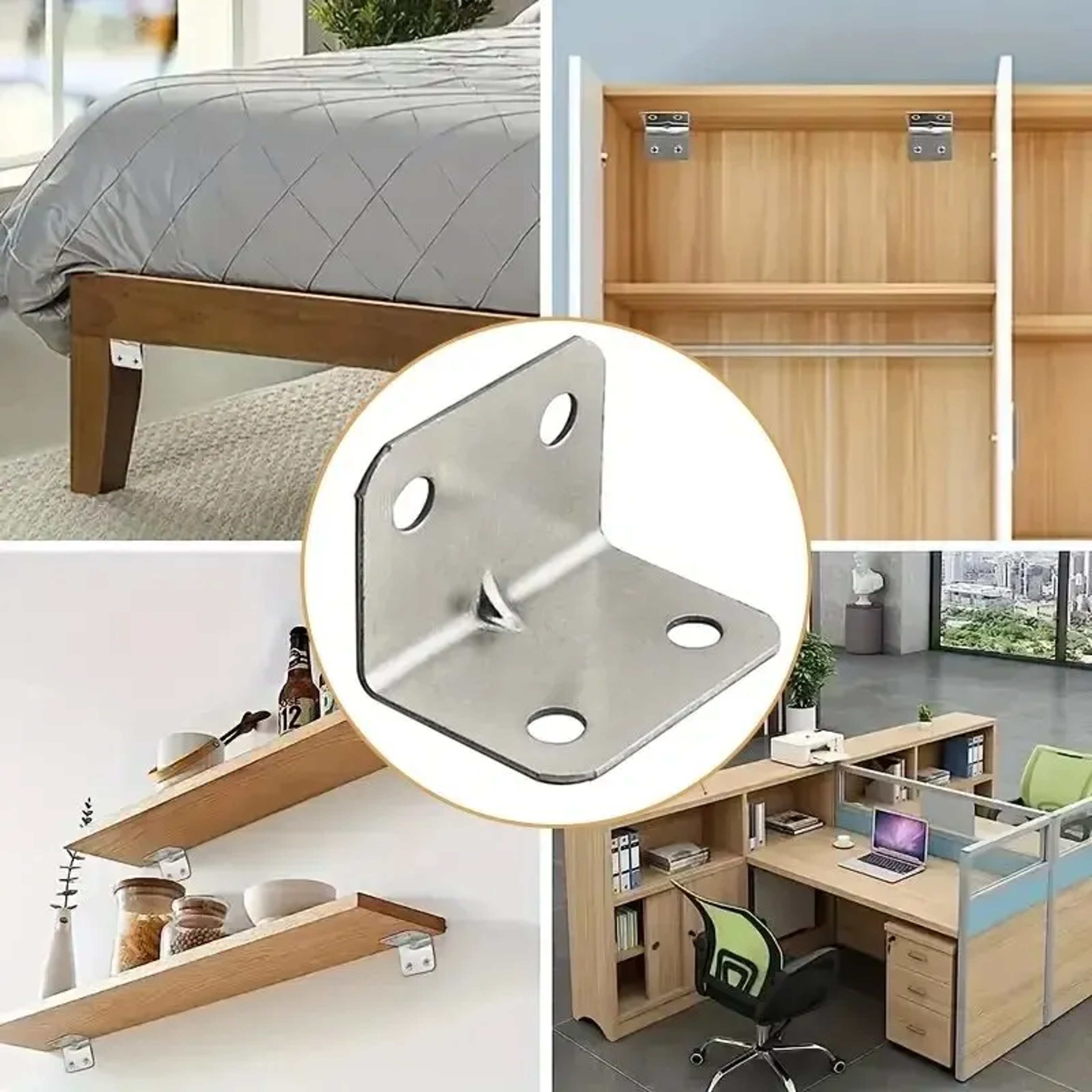 Heavy Duty Angle Iron Bracket Set For Furniture  Cabinets Stainless Steel Fixed Connectors 2