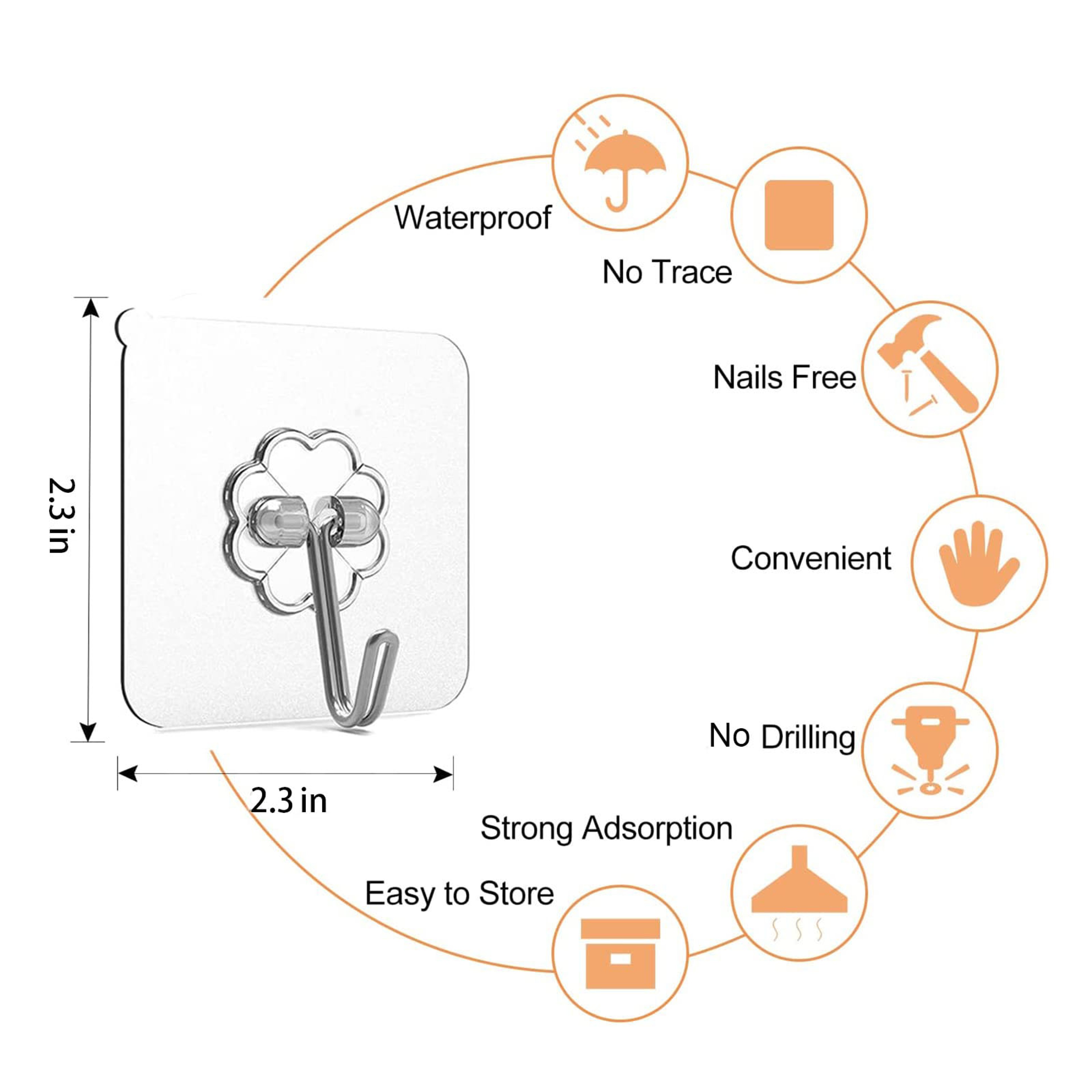 Transparent Wall Mount Hooks Strong Grip Traceless Easy Install Multifunctional For Modern Decor 3