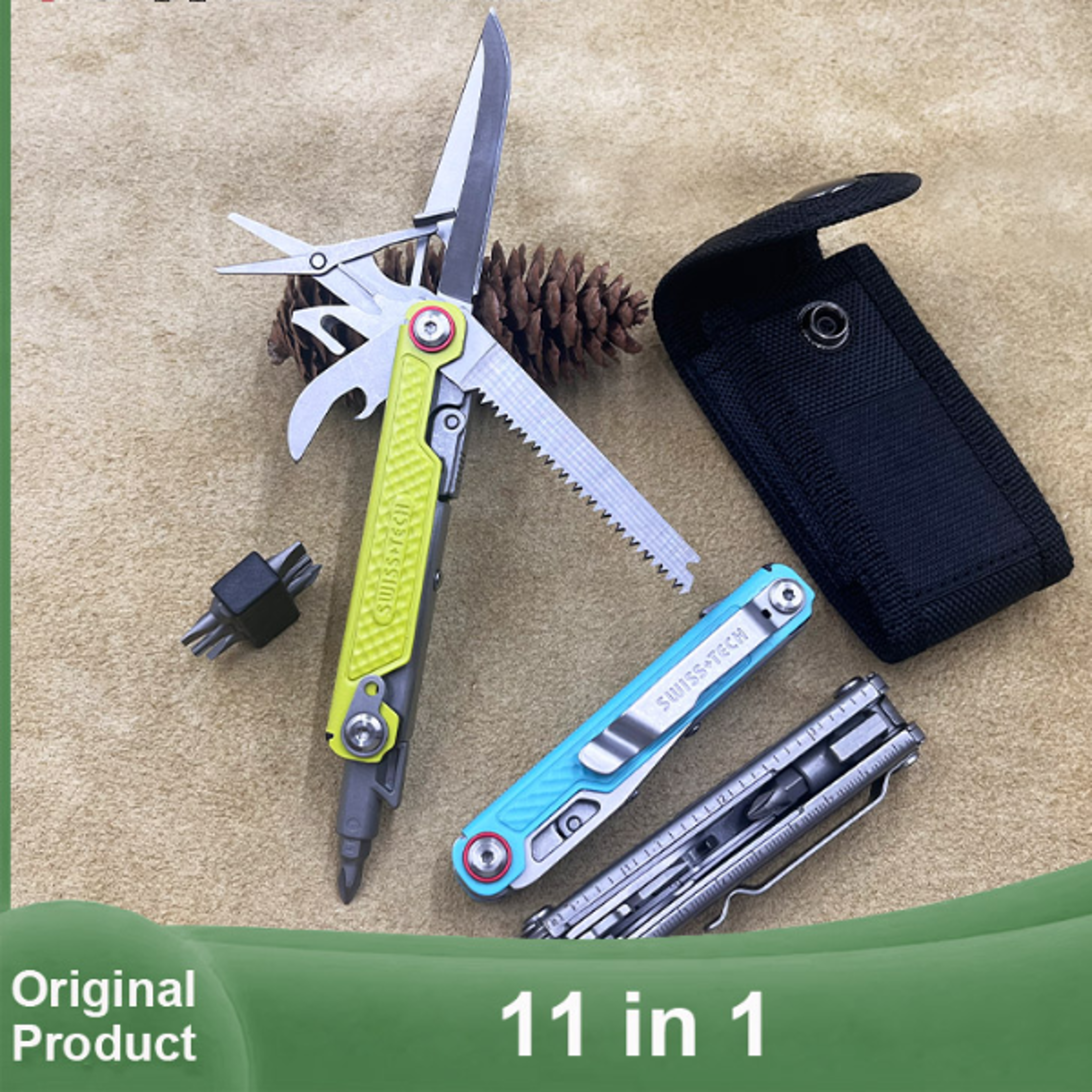 SWISS TECH 11 in 1 Mini Multitool Knife with Clip Folding EDC Outdoor Camping Survival Tools Scissor