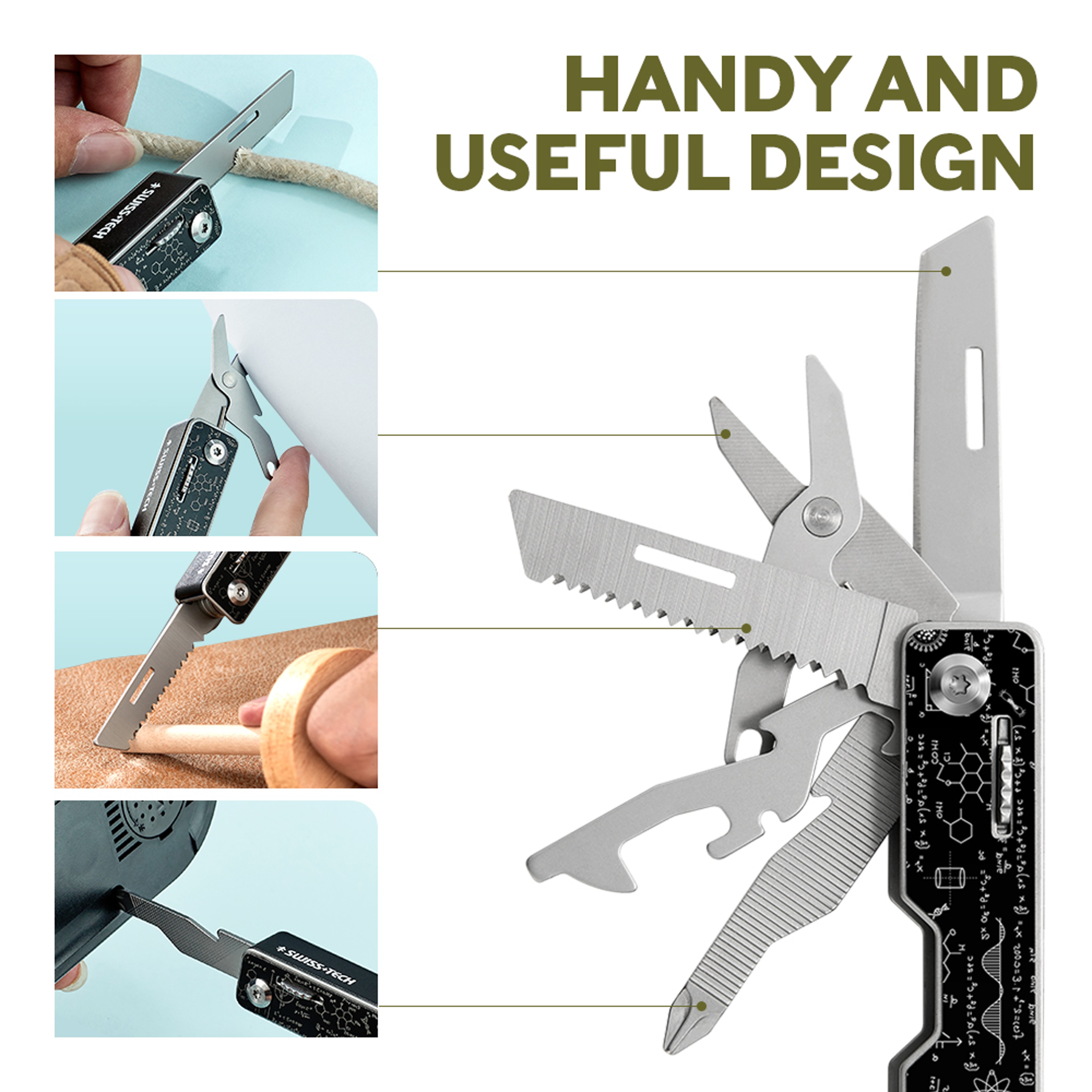All In One Outdoor Multitool Kit Portable EDC Camping Gear With Folding Pocket Knife  Scissors 7
