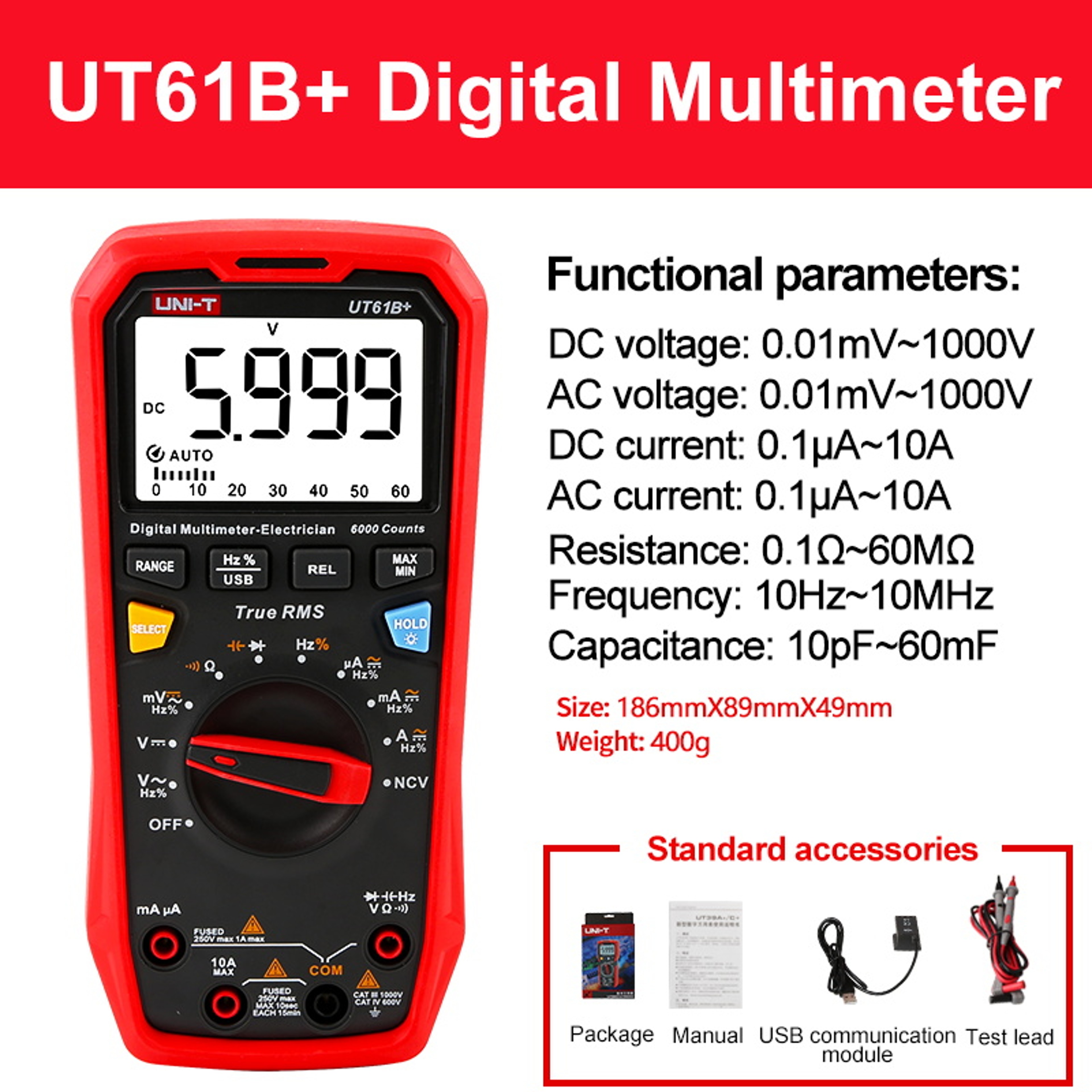 Professional Digital Multimeter Analog  Digital Multi Tester For Resistance Capacitance And More 4