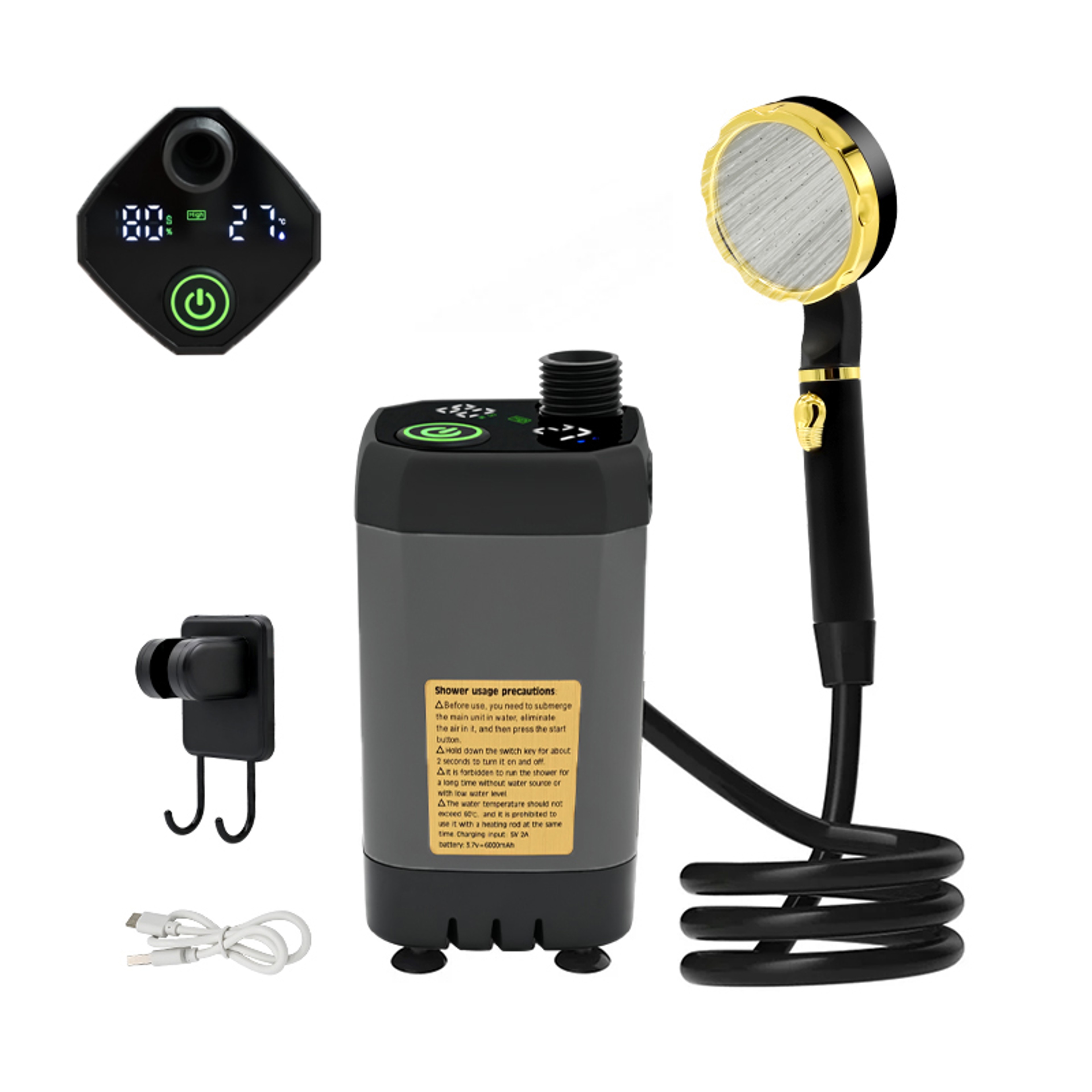 Digital Outdoor Camping Shower Pump With Intelligent Display  Rechargeable Battery 5