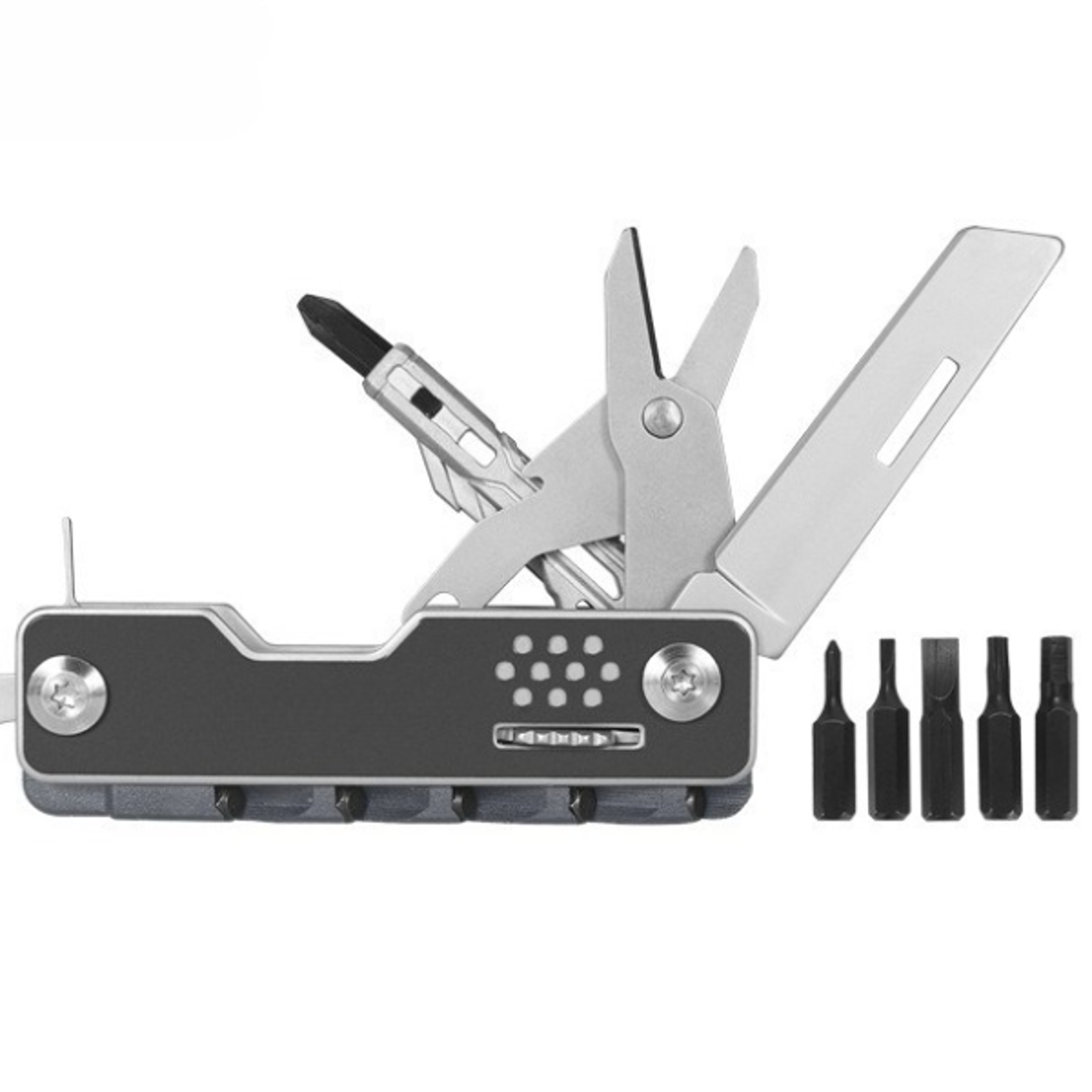 BHBT MIni Folding Knife Multitool EDC Outdoor Portable Pocket Knife Scissors with Screwdriver Bits M