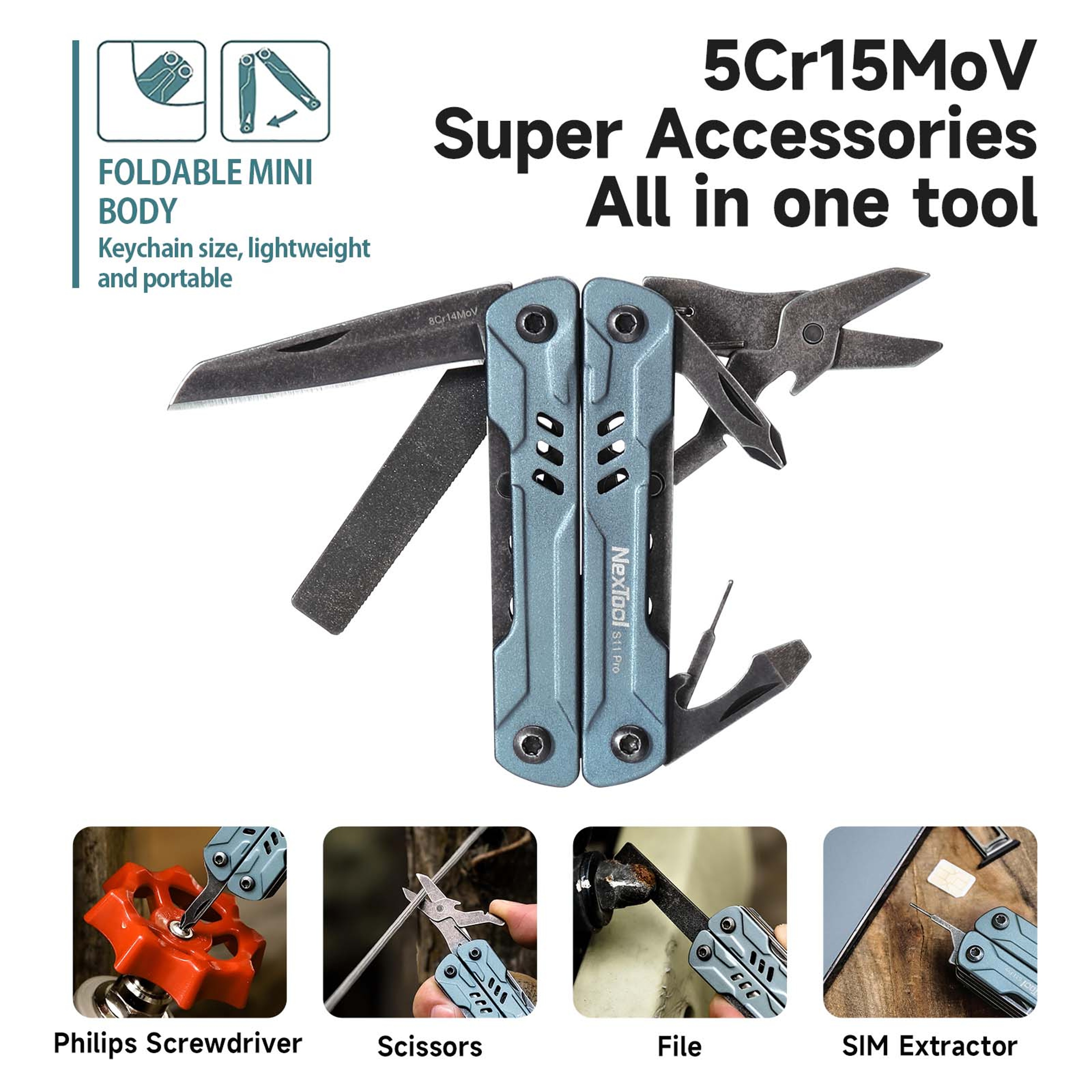 Mini Pliers Multi Tool Set Compact EDC Pocket Knife Folding Tools Wire Cutters Scissors  More 4