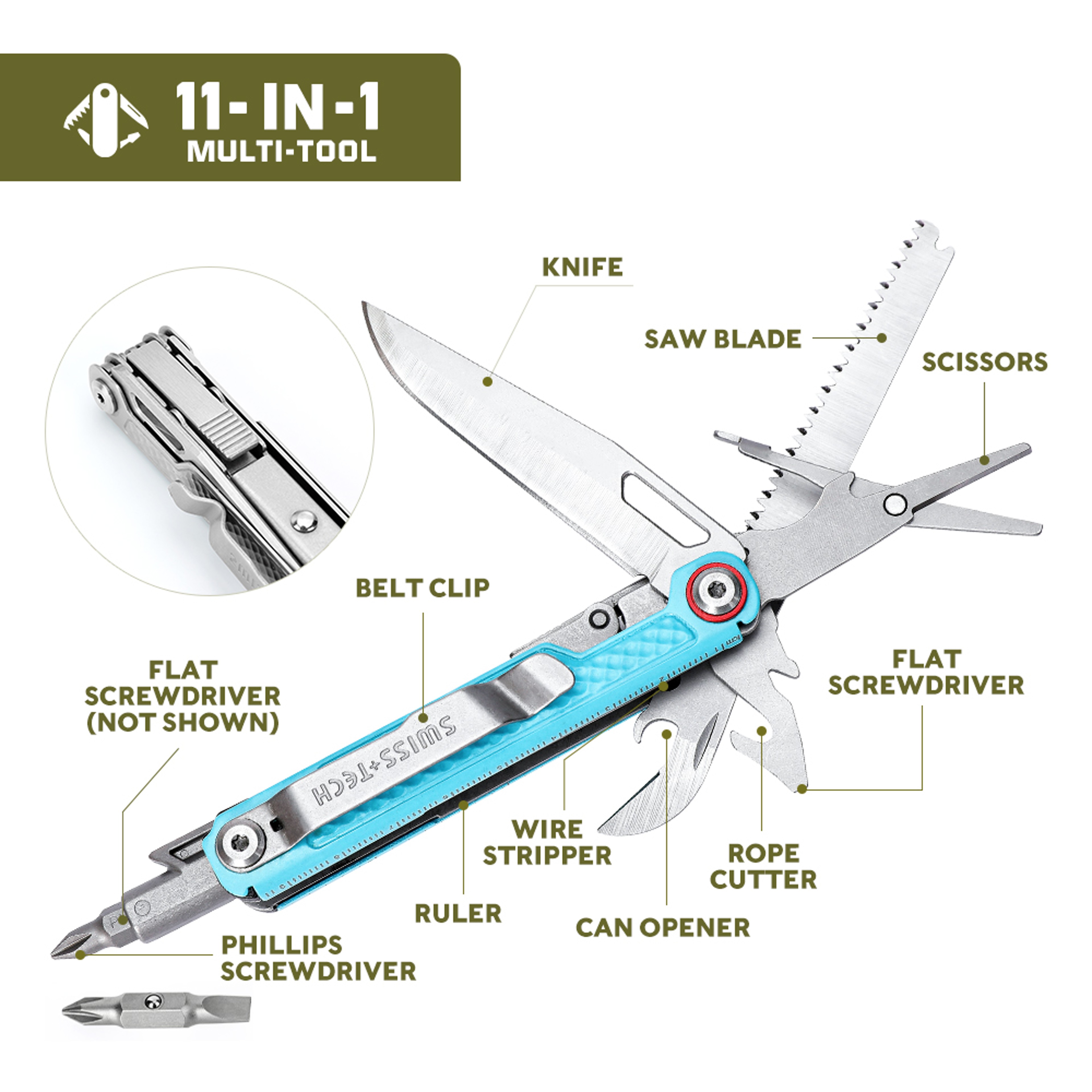 Multi Tool Portable Folding Knife With Scissors EDC Tactical Camping Survival Tool 1