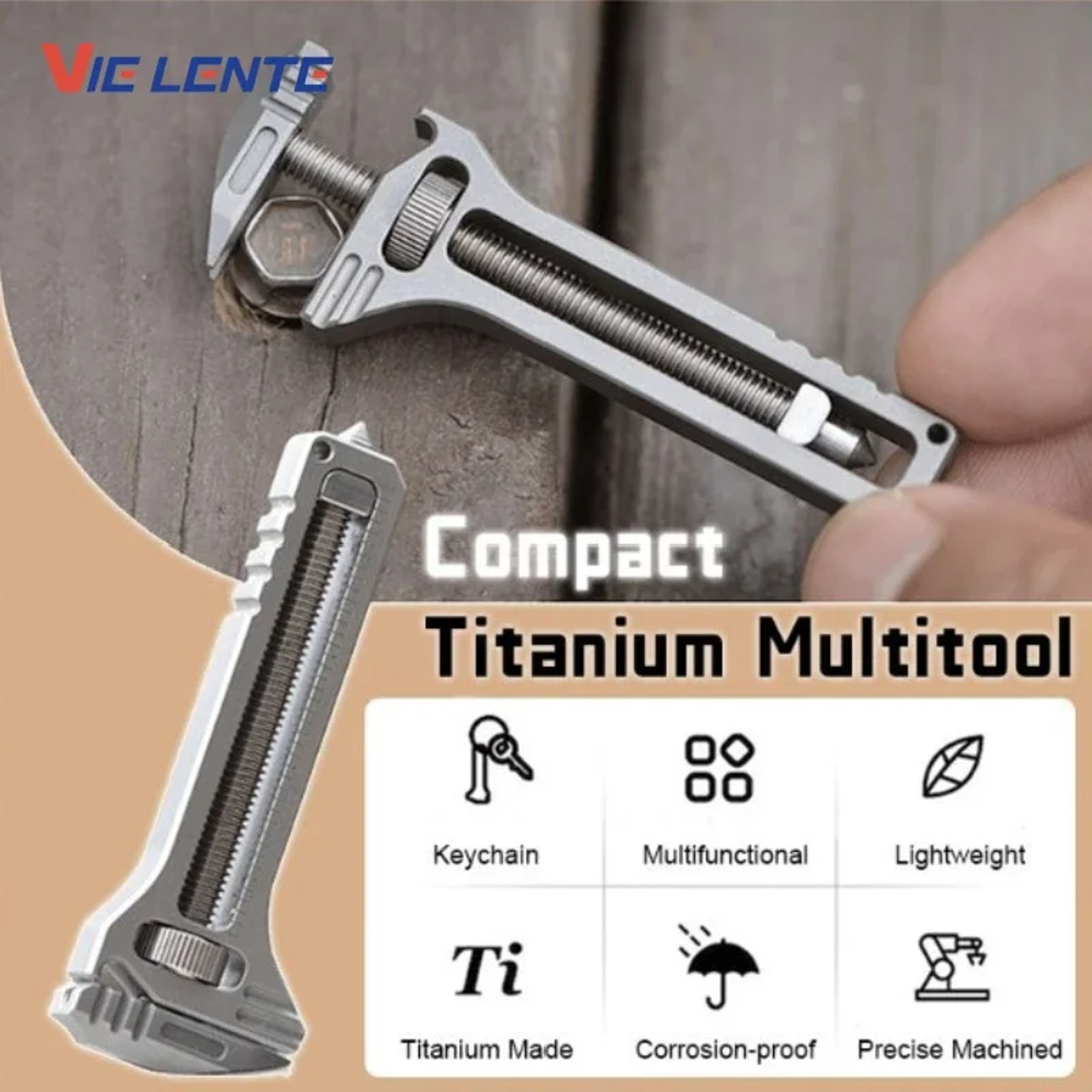 Compact Titanium Alloy Mini Wrench Multitool Portable Outdoor Tools With Bottle Opener  Keychain At 6