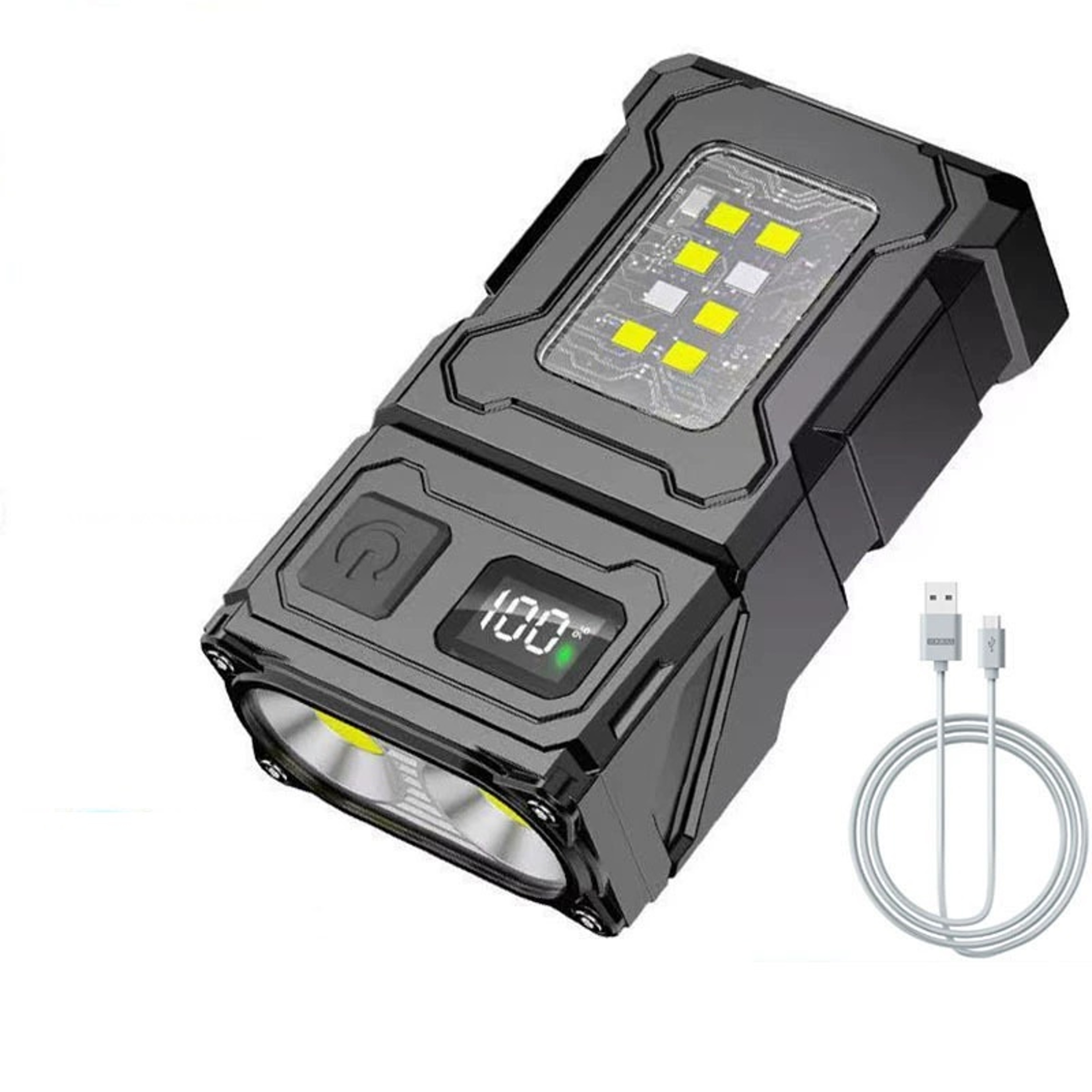 Super Bright Portable LED Flashlight With USB Rechargeable COB Emergency Light And Tail Magnet For  0