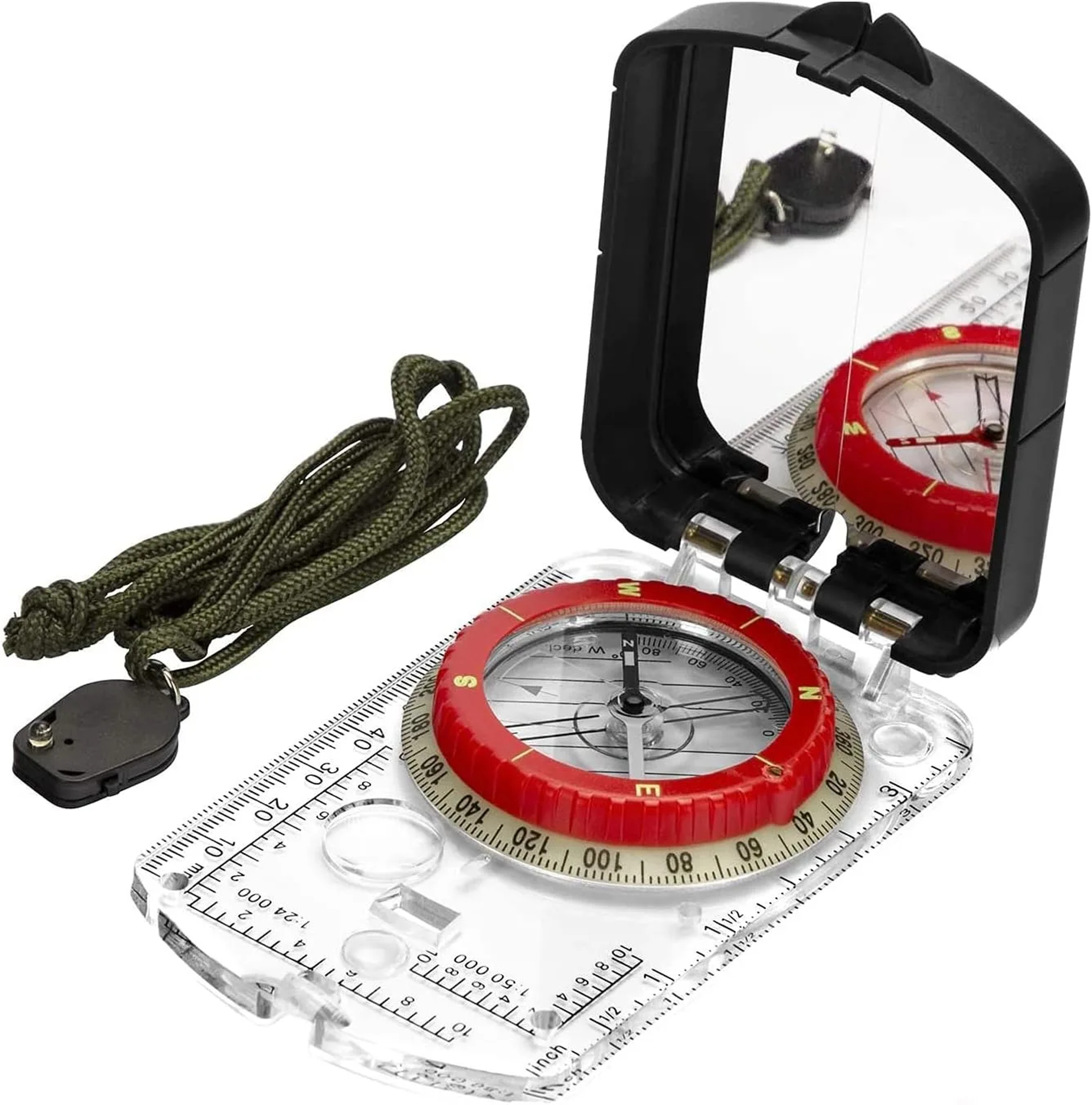 Tilt Mirror Aiming Compass with Night Light Essential Tool for Hiking, Camping & Mountaineering – view 1