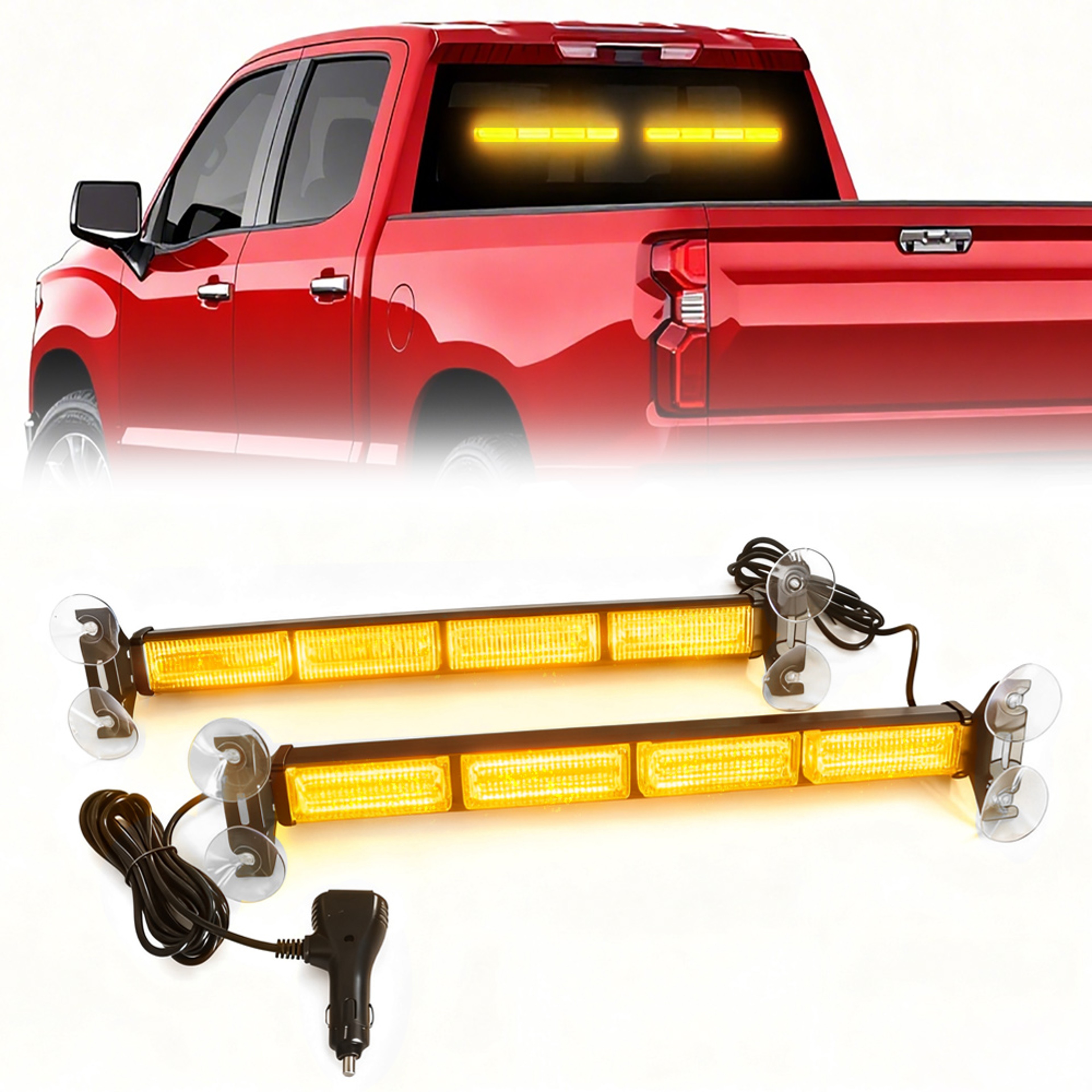 Emergency Strobe Traffic Advisor Light Bar Amber White Warning Hazard Safety Dash Lights 1
