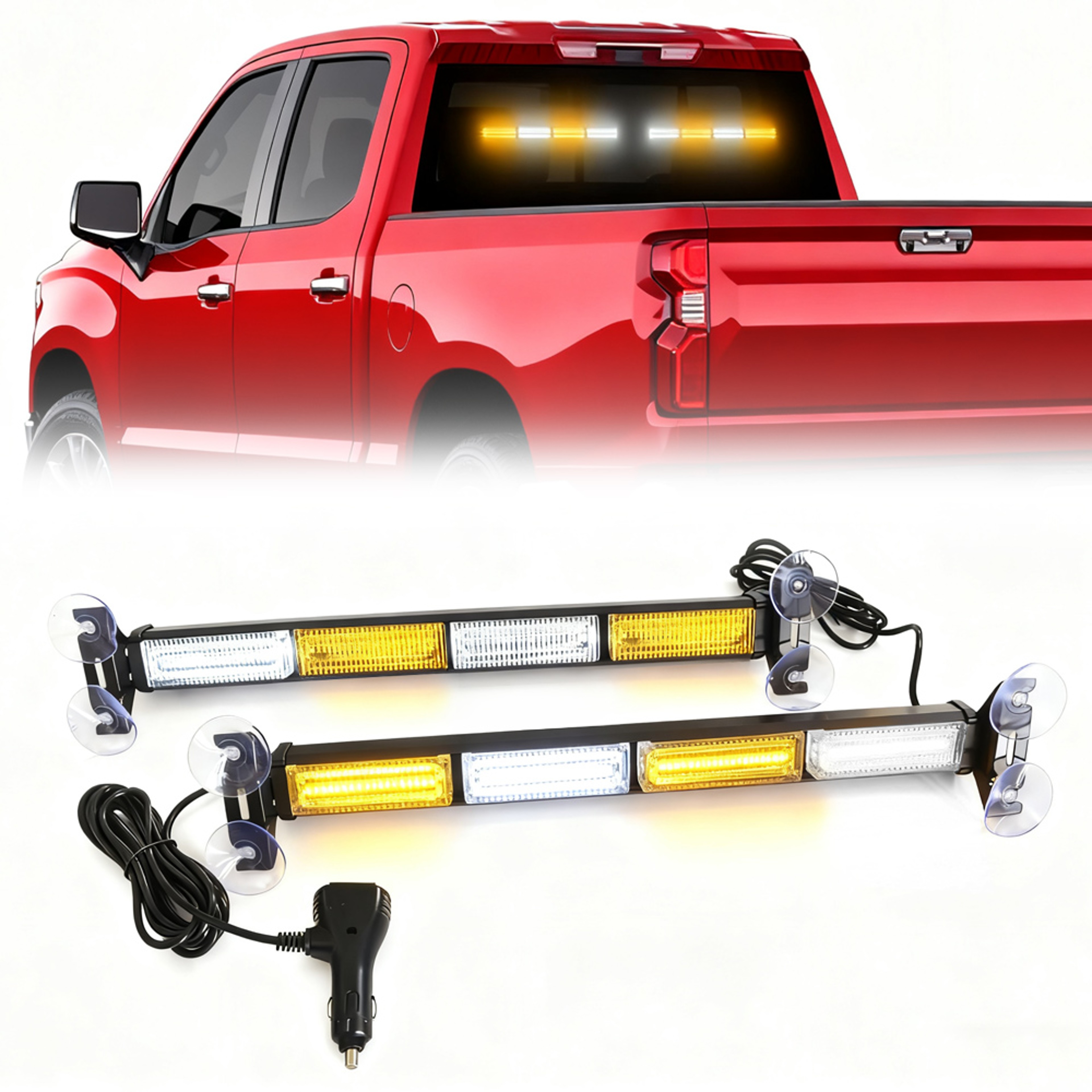 Emergency Strobe Traffic Advisor Light Bar Amber White Warning Hazard Safety Dash Lights 6