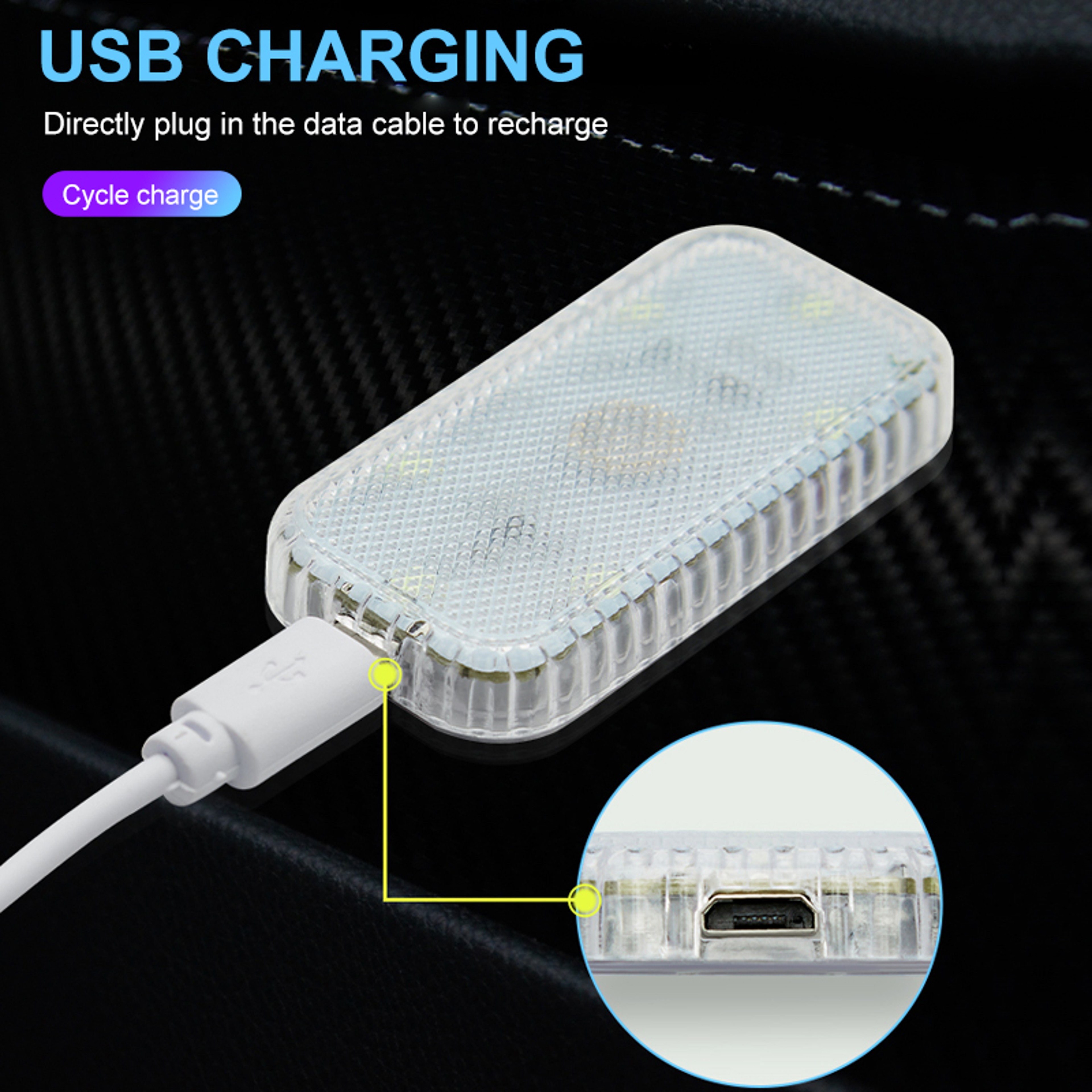 LED Touch Light Mini Wireless Car Interior Lighting USB Charging Ceiling  Storage Box Lamp For Door 2