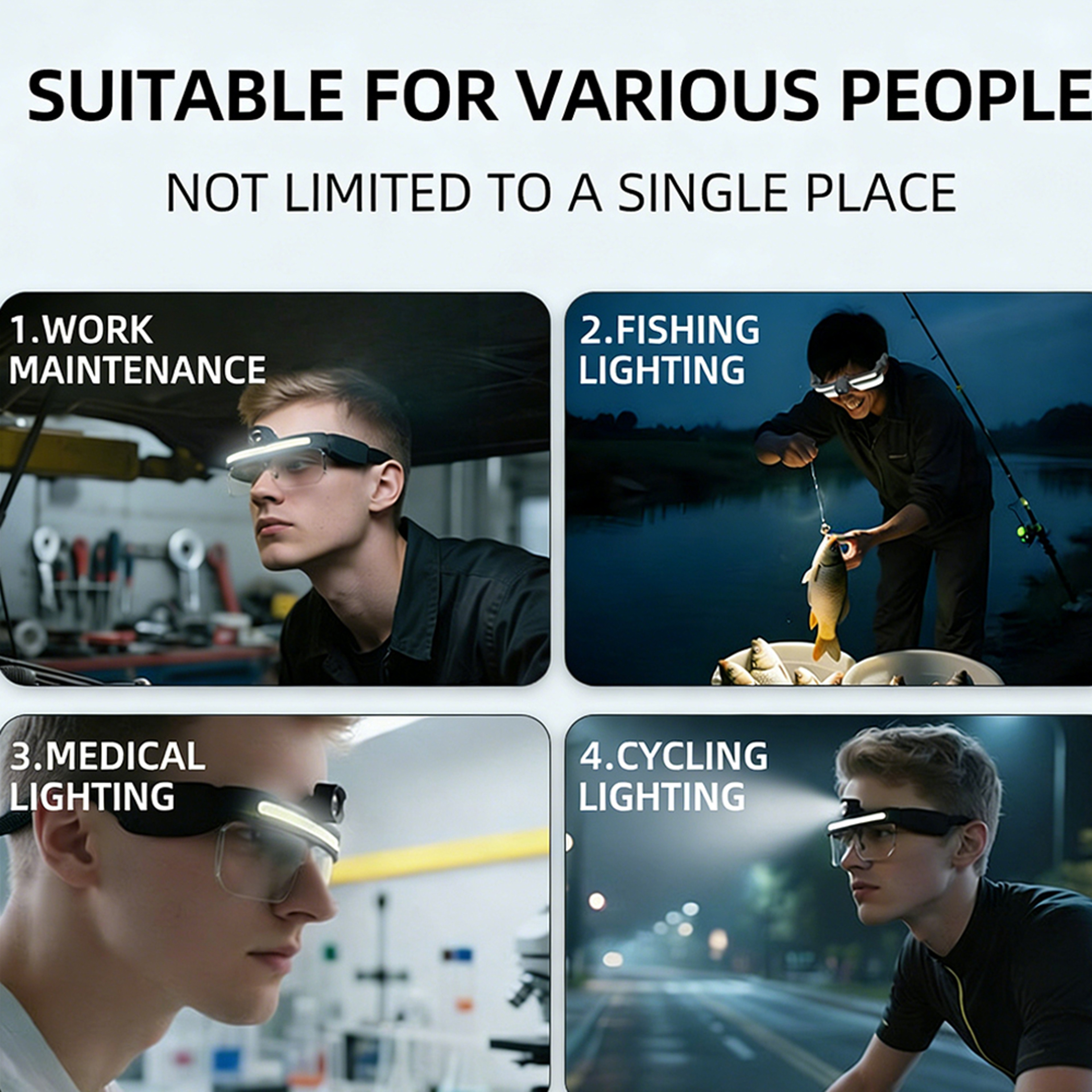 LED Glasses Lamp With USB Charging Multifunctional Floodlight  Night Vision Headlamp For Cycling Fi 2