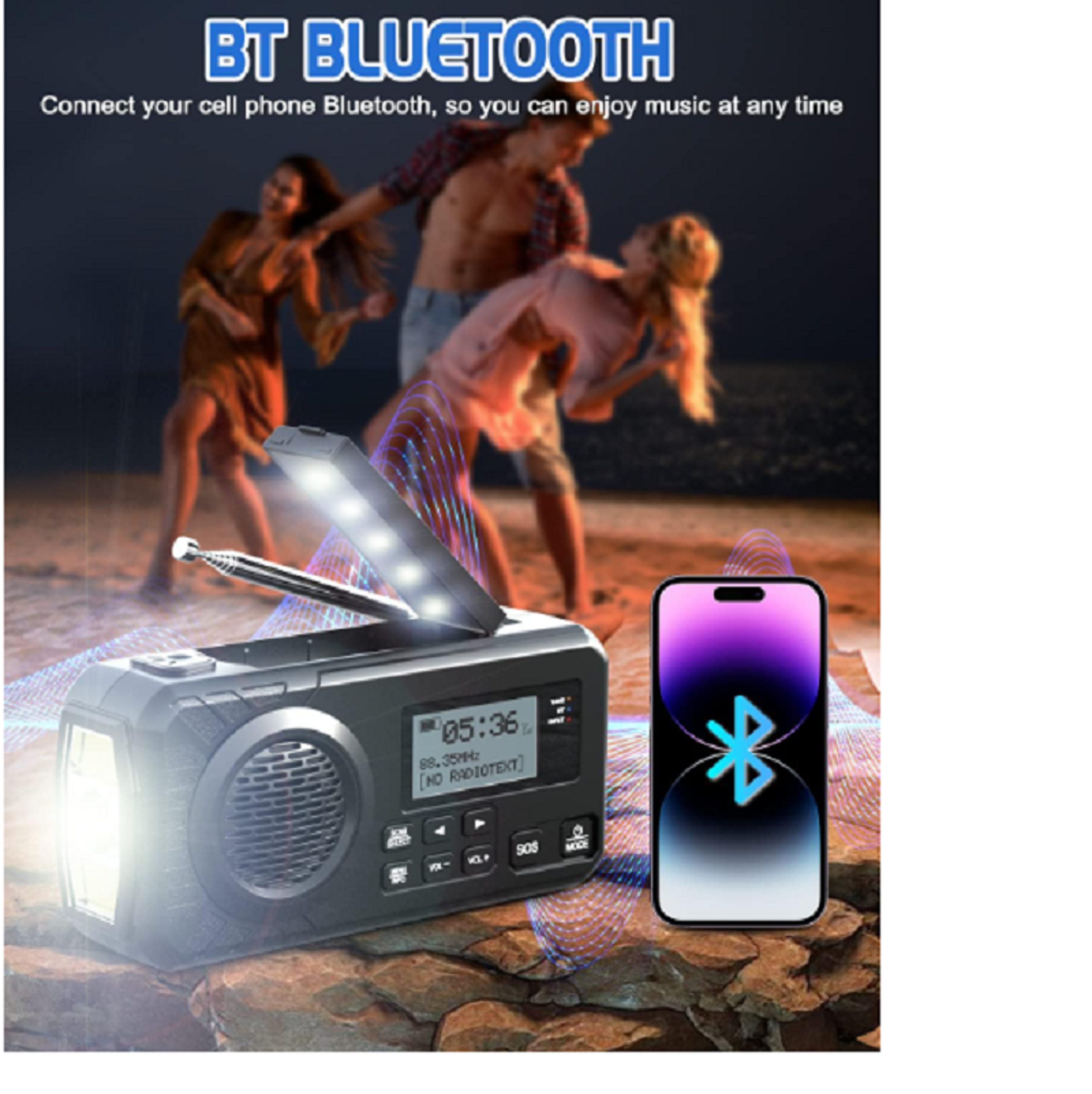 Portable Solar Hand Crank Emergency Radio With Bluetooth DAB FM  Power Bank 2