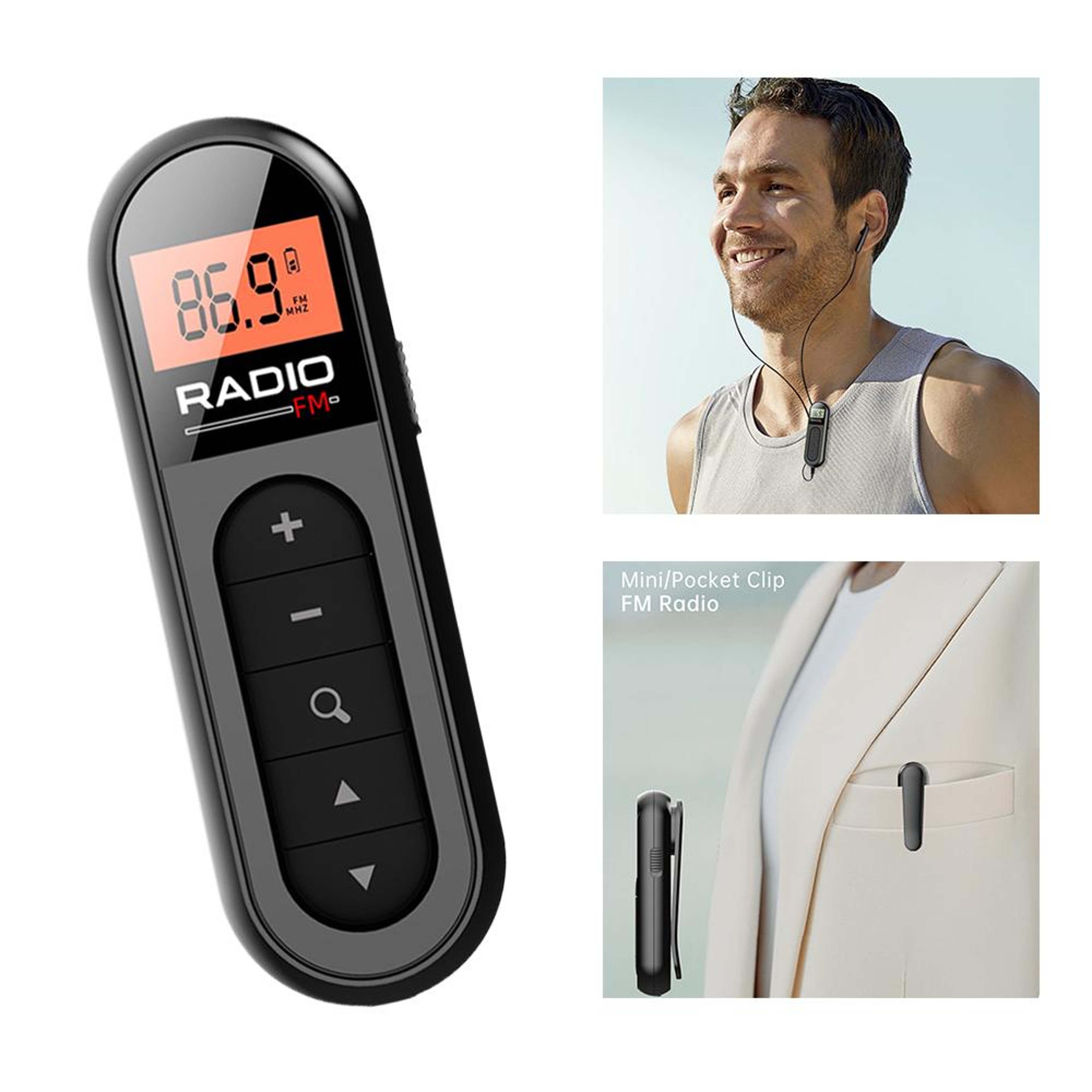 Mini Pocket FM Radio with Backlight LCD Display Rechargeable Portable Radio with Headphone Output – view 6