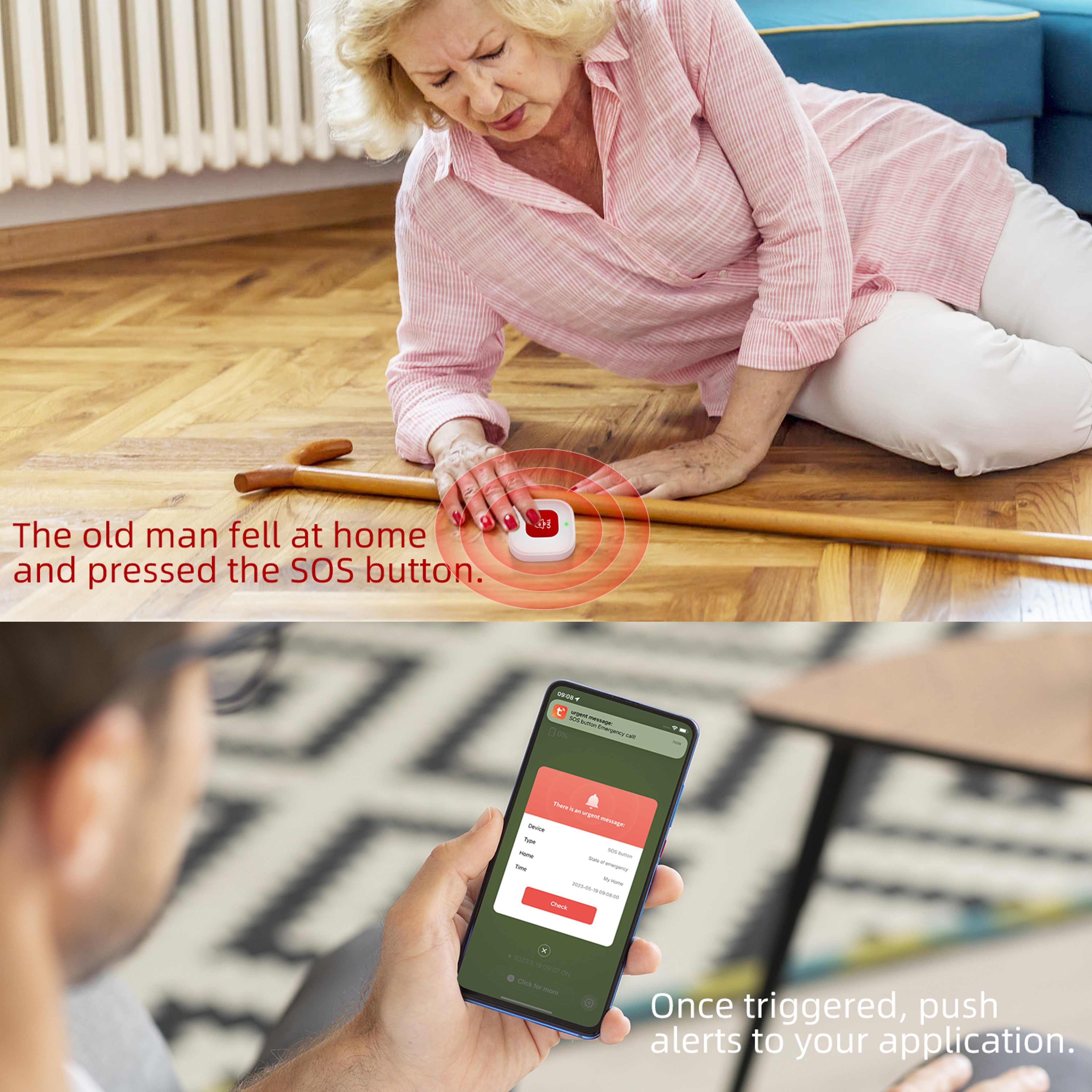 WiFi SOS Emergency Call Button For Elderly Kids And Patients Smart Caregiver Pager 3