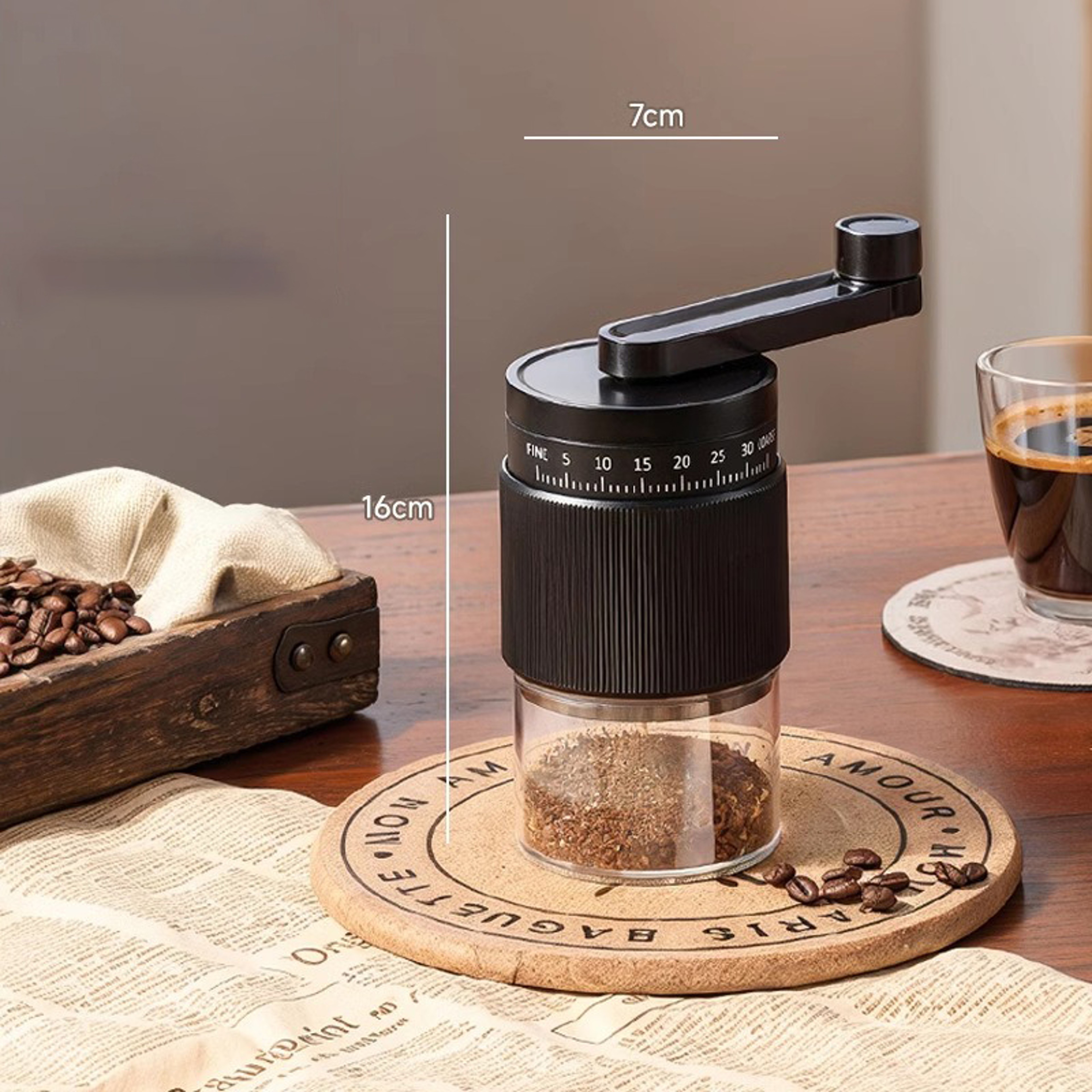 Portable Hand Crank Coffee Bean Grinder Adjustable Speed  Rechargeable 3