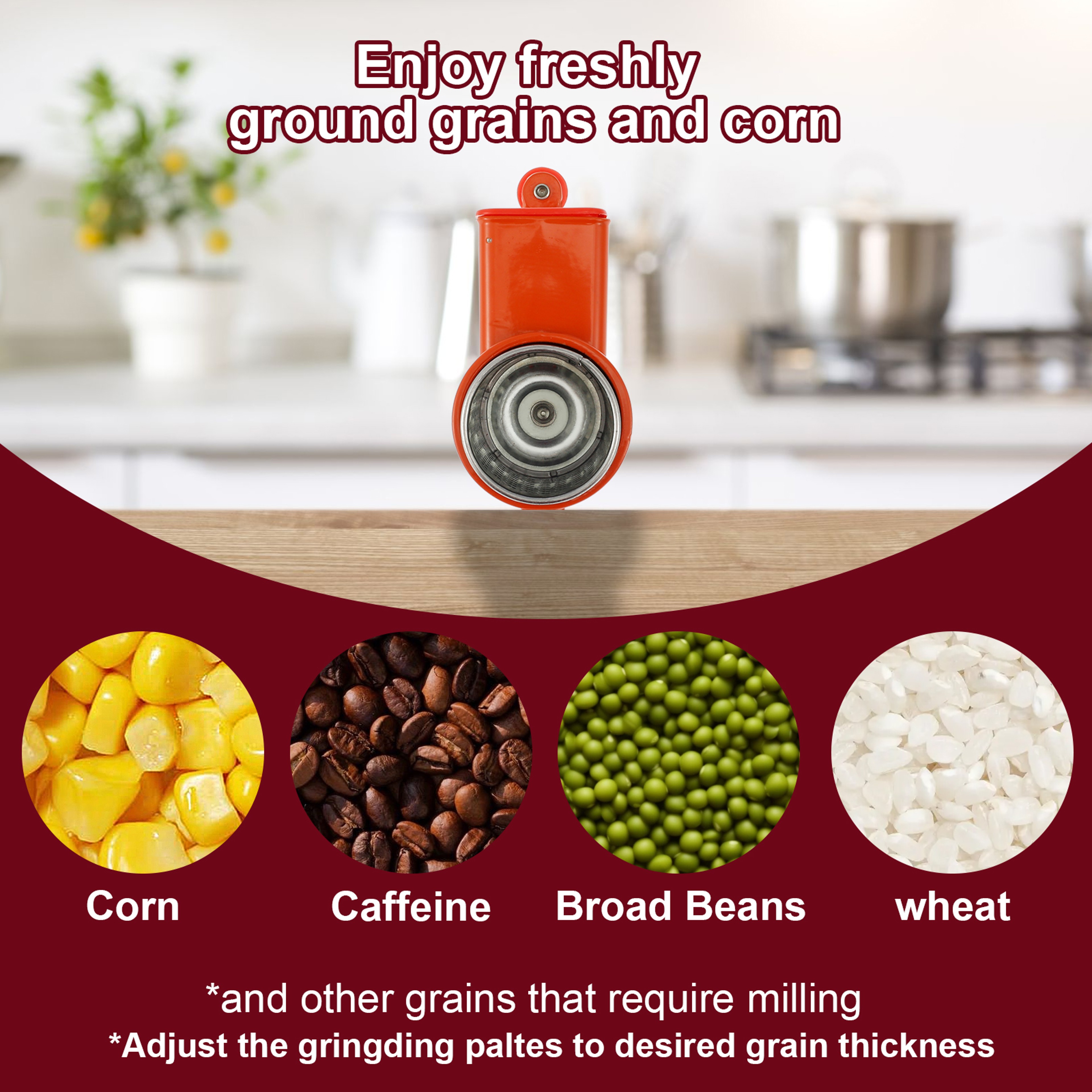 Multi Purpose Manual Grain Mill  Hand Crank Food Grinder For Home Flour And Spices 5