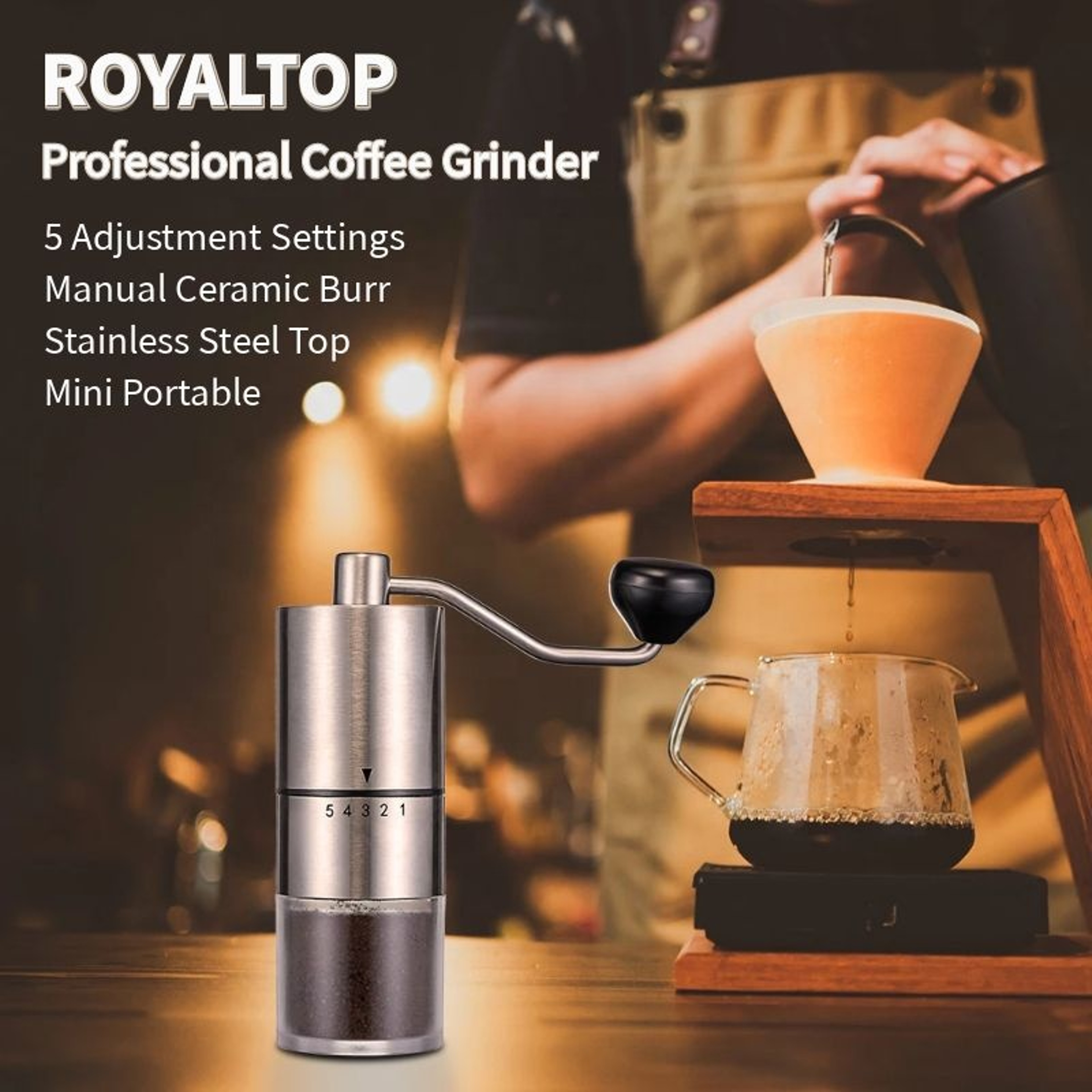 Handheld Precision Portable Manual Coffee Grinder With Adjustable Ceramic Burr 5