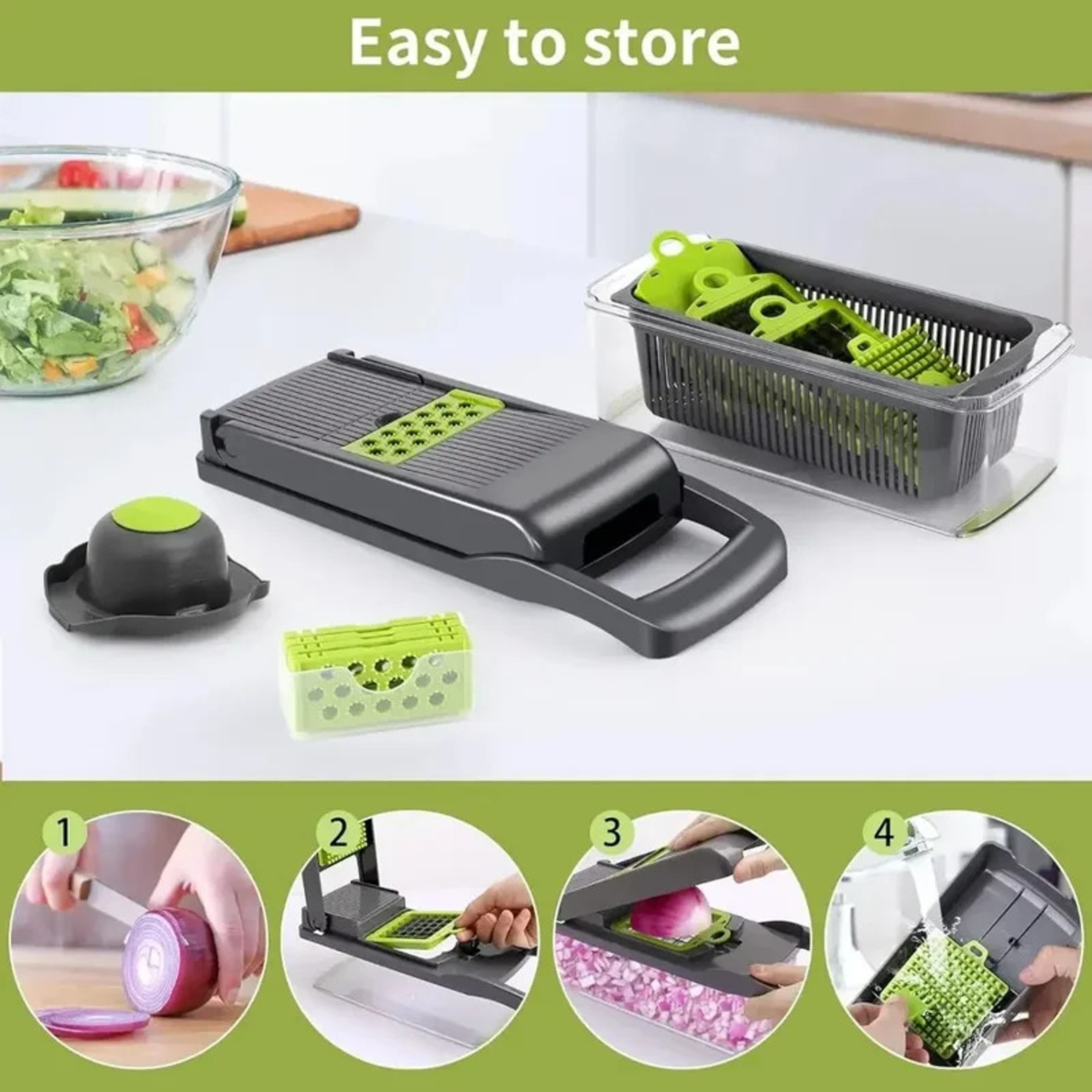 Multi Blade Vegetable Chopper  Slicer Manual Food Dicer With Easy Clean Handle 2