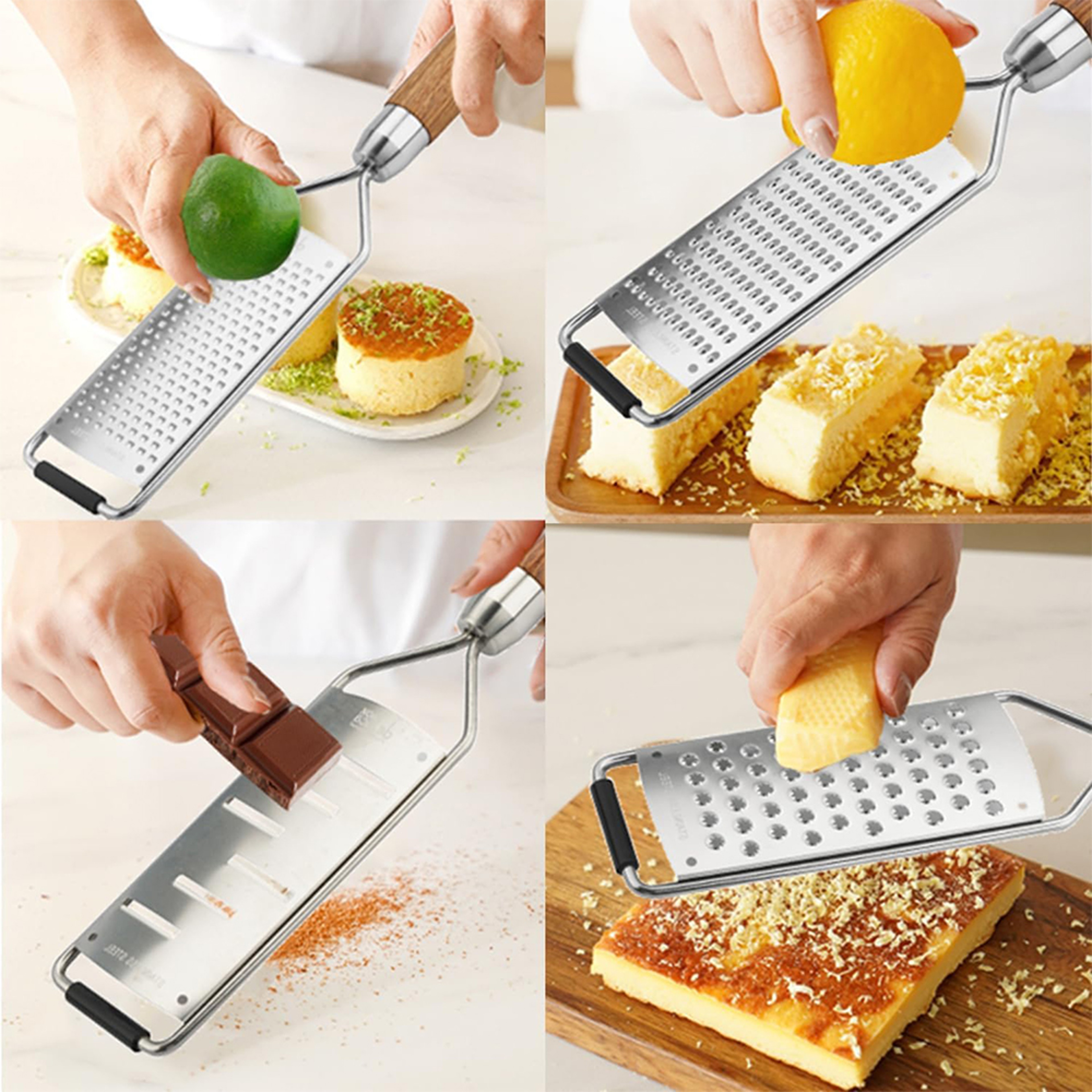 Premium Cheese Grater  Stainless Steel Zester With Ergonomic Wood Handle 5