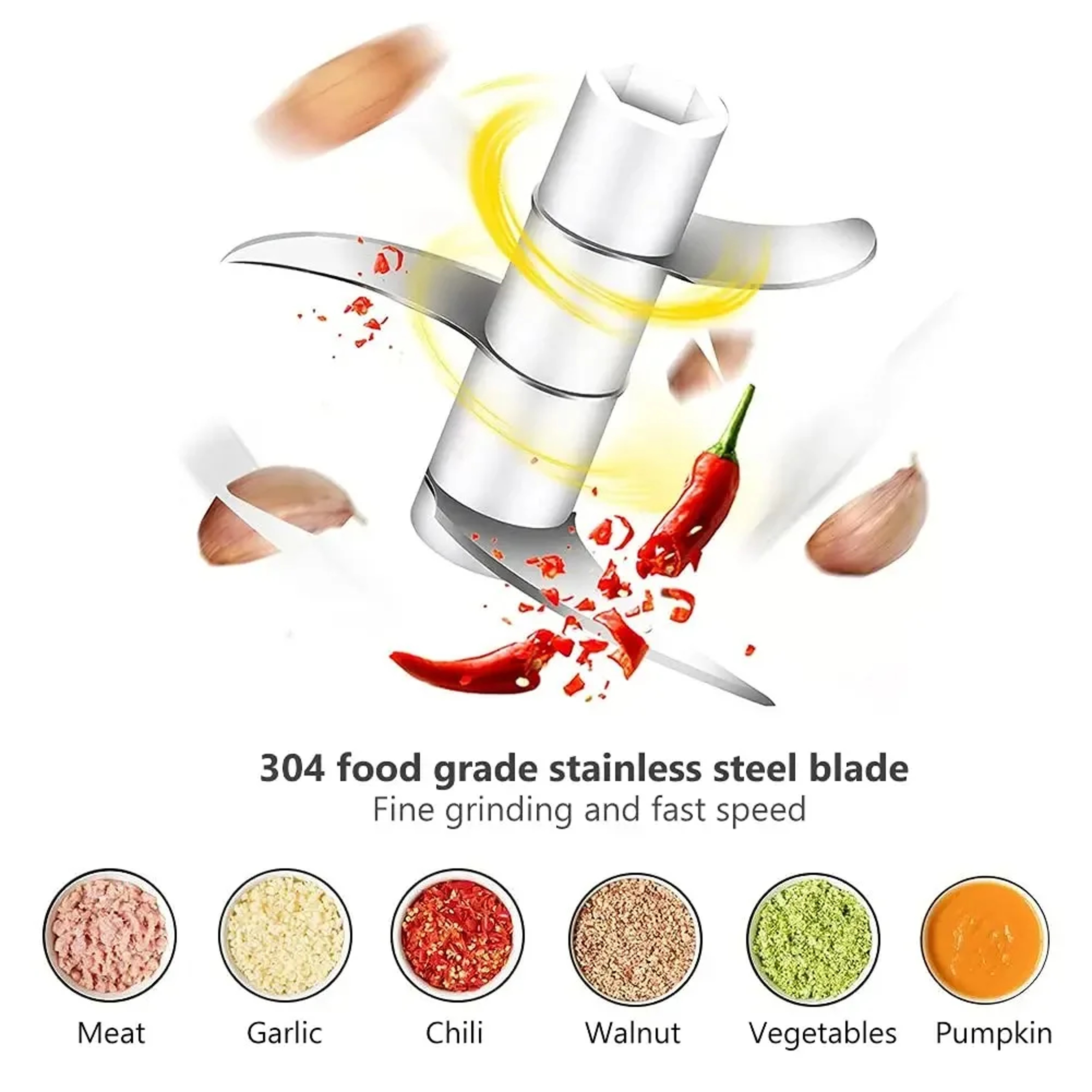 Mini Electric Garlic Chopper USB Rechargeable Portable Food Processor 4