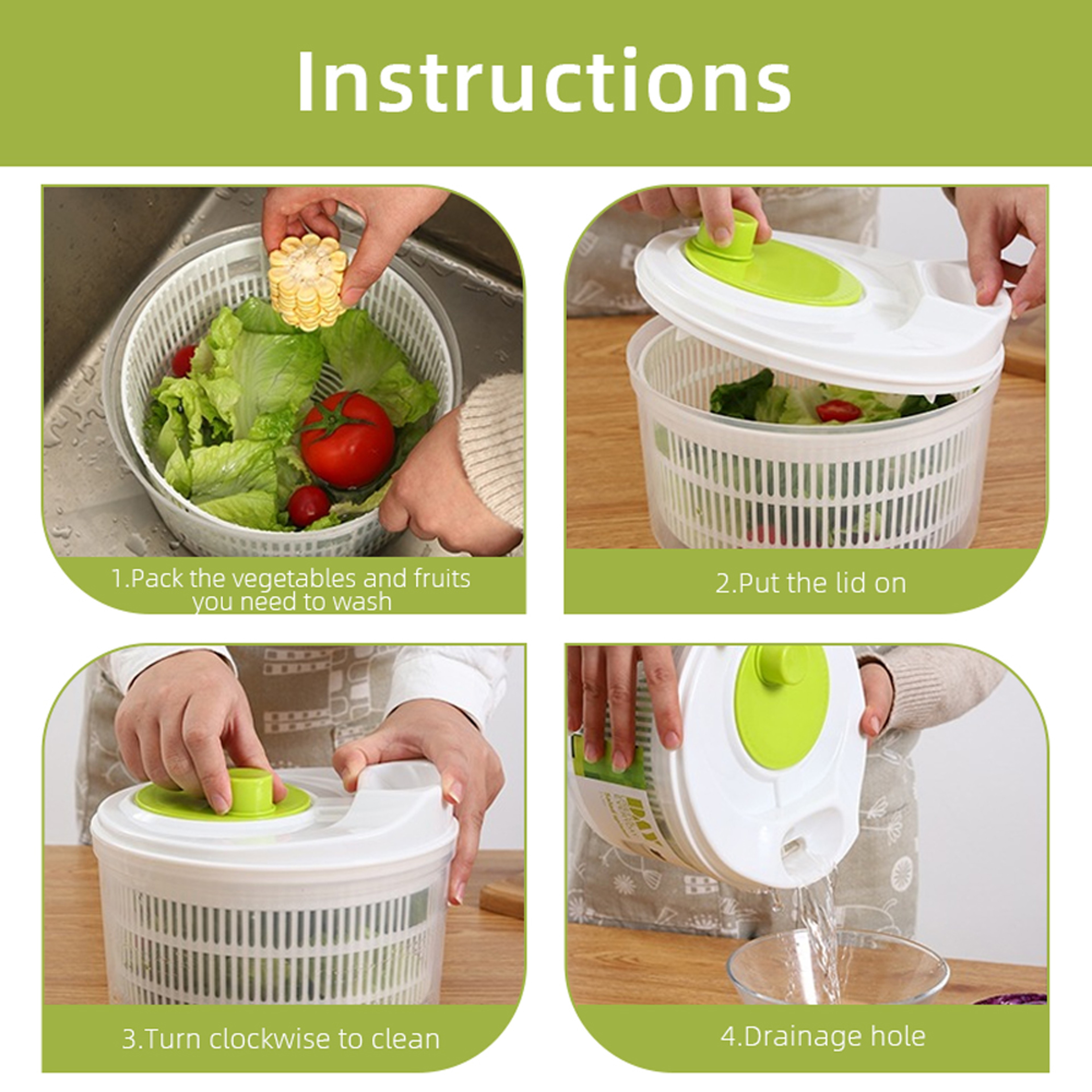 FreshSpin Manual Salad Spinner  Vegetable Dehydrator Basket 5