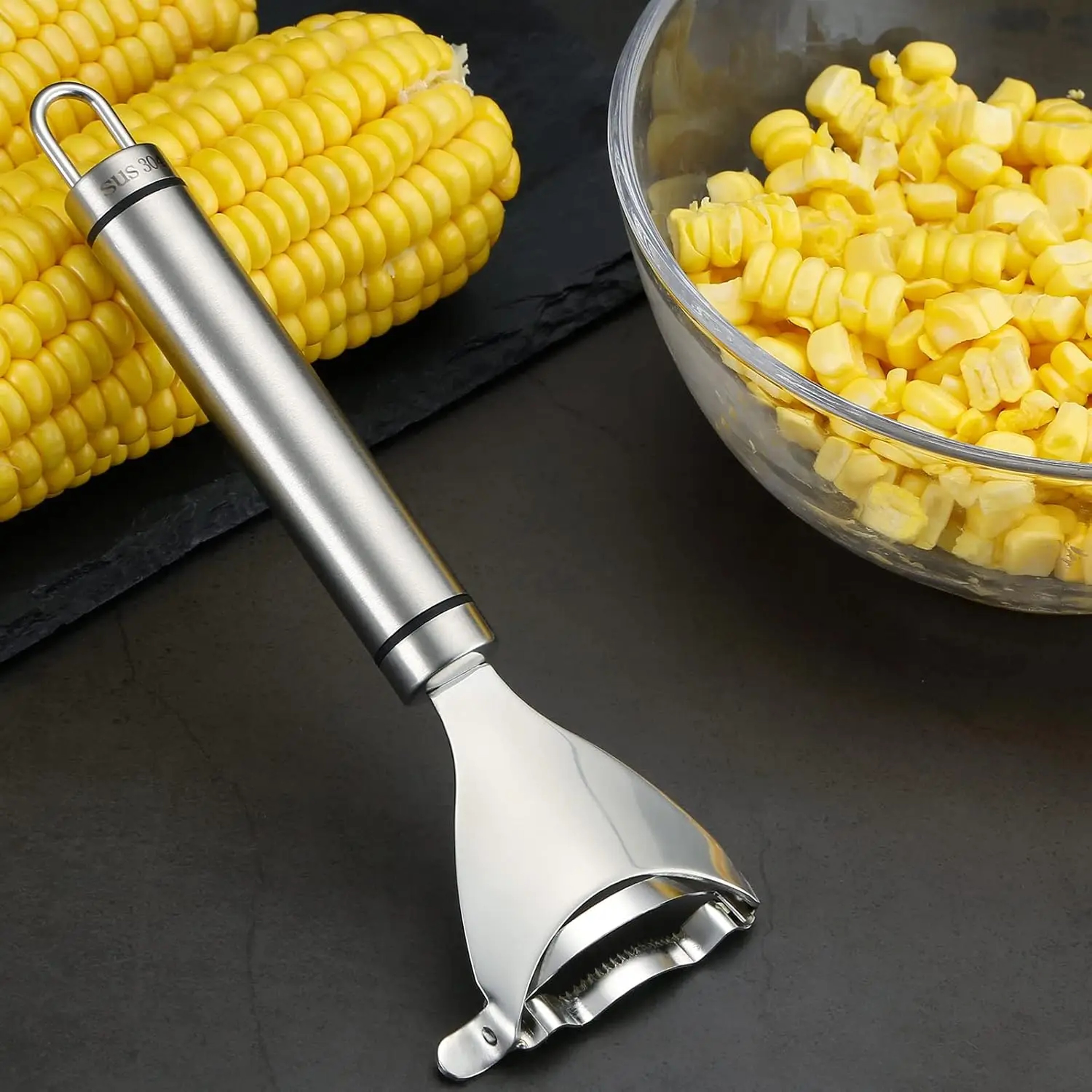 Stainless Steel Corn Stripper Tool Easy Corn Cob Kernel Remover Cutter 7