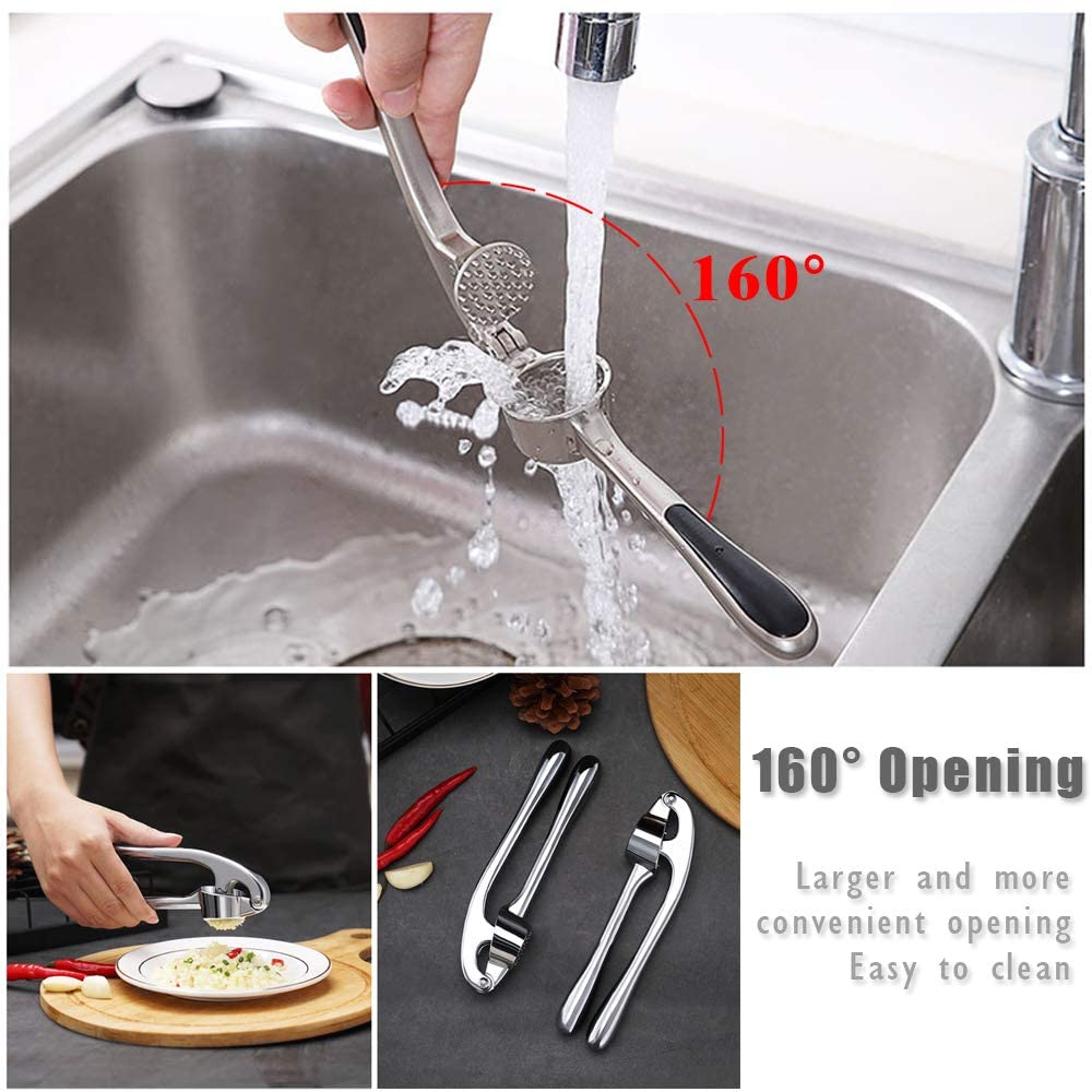 Stainless Steel Garlic Press Rocker Easy Clean Garlic Crusher & Kitchen Garlic Mincer – view 2