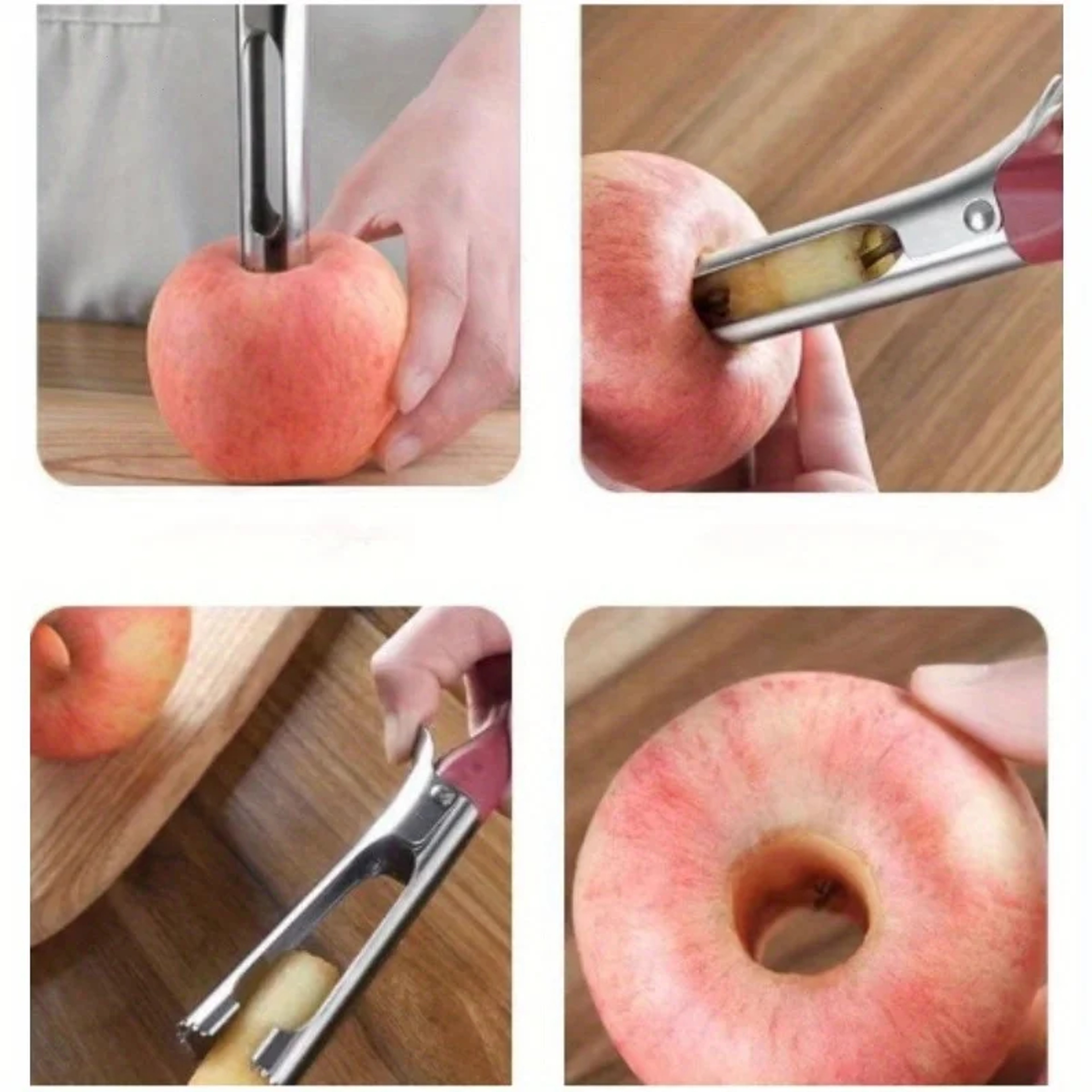 Stainless Steel Apple Corer  Fruit Cutter Tool Easy Apple Core Remover 2