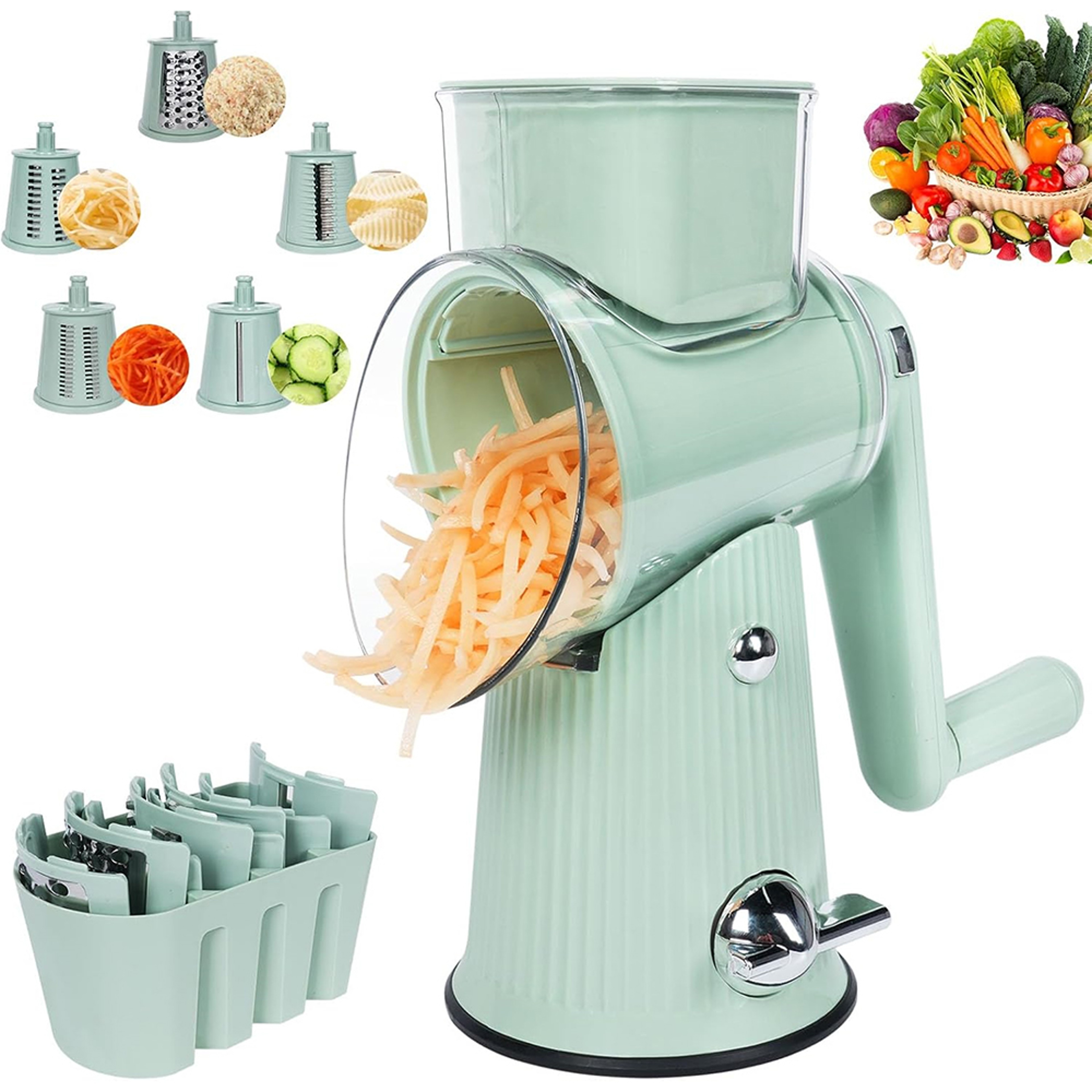 Rotary Cheese Grater  Hand Crank Vegetable Slicer Multifunction Kitchen Mandoline 0