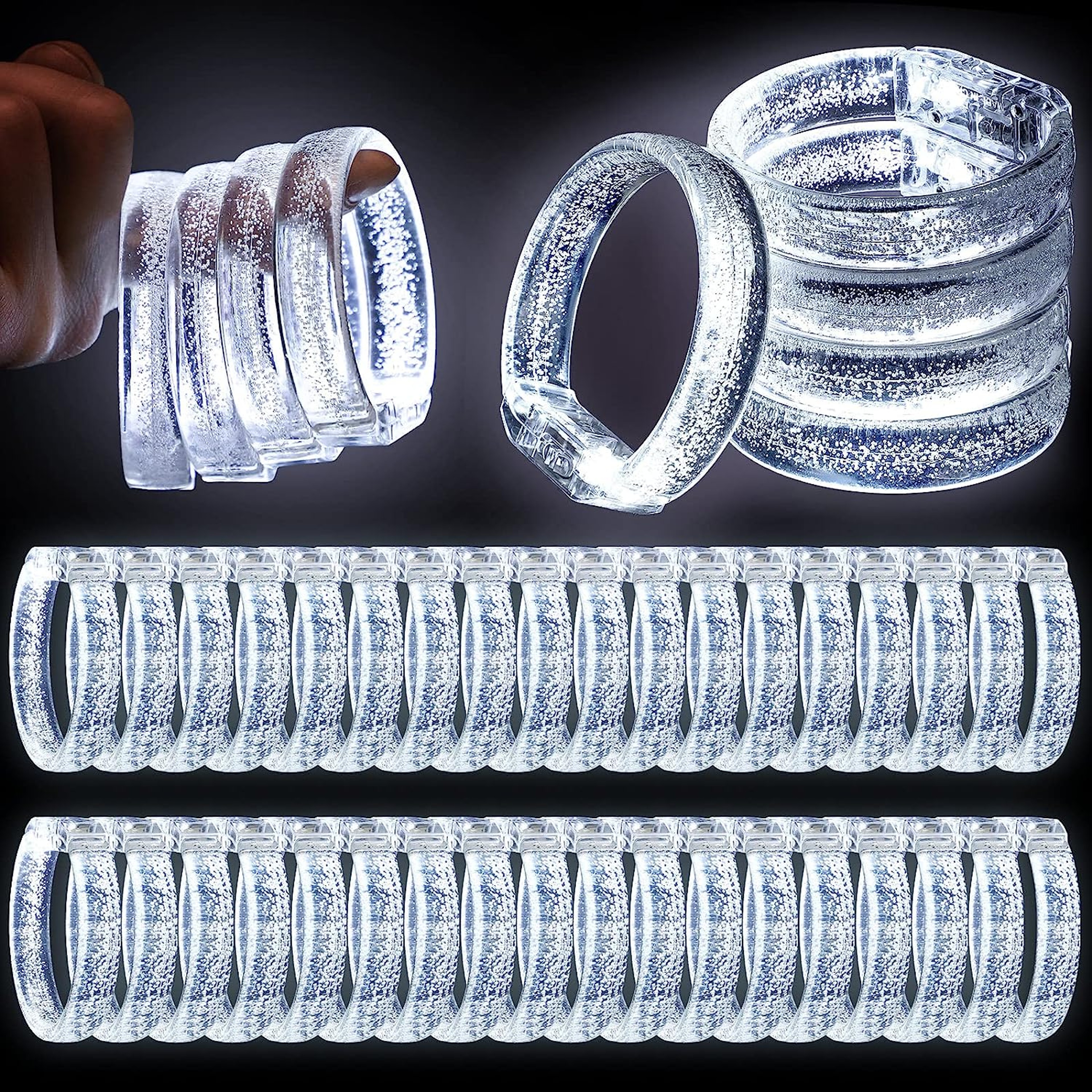Party LED Light Up Bracelets White Glow Bracelets & Luminous Wristbands for Events – view 1