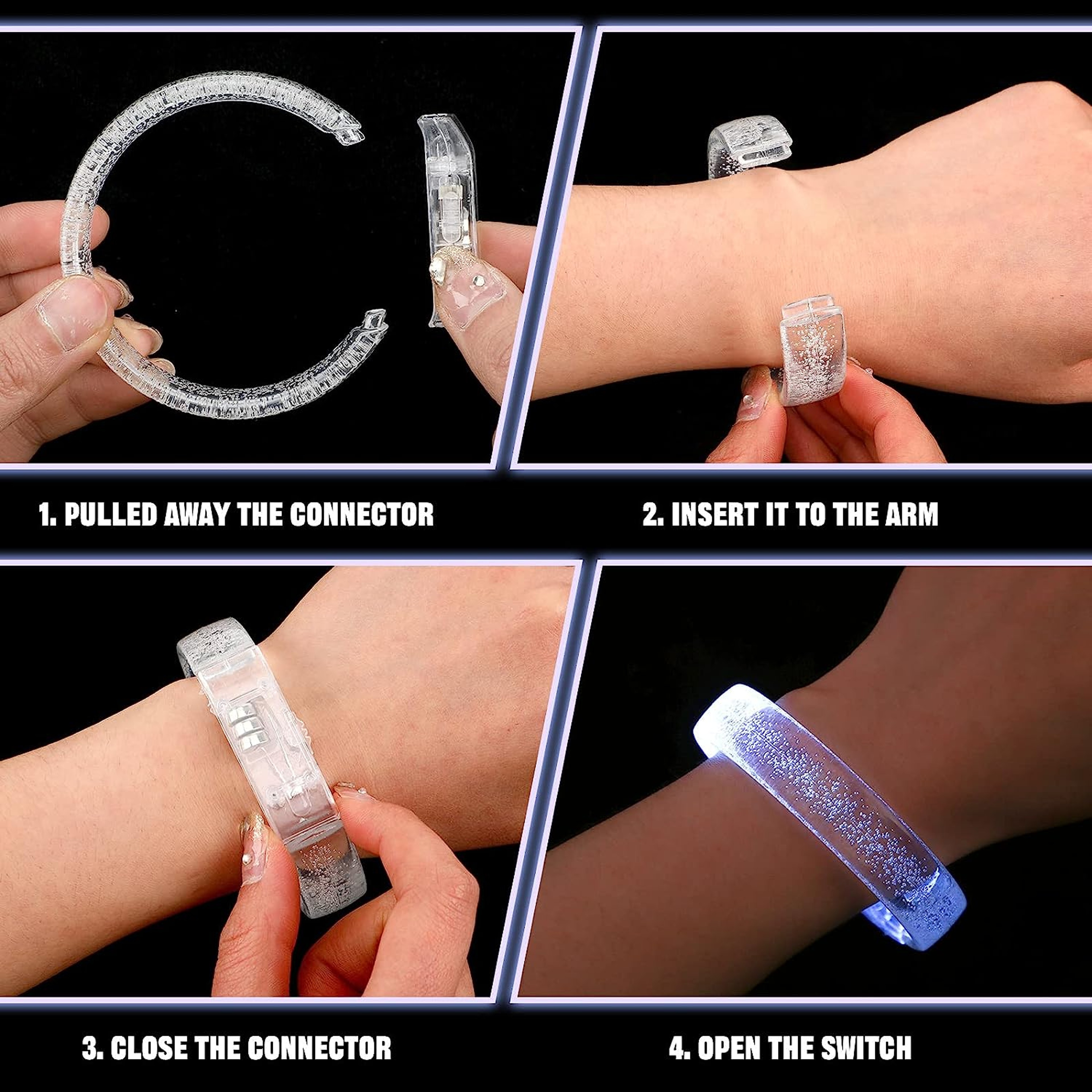 Party LED Light Up Bracelets White Glow Bracelets & Luminous Wristbands for Events – view 3