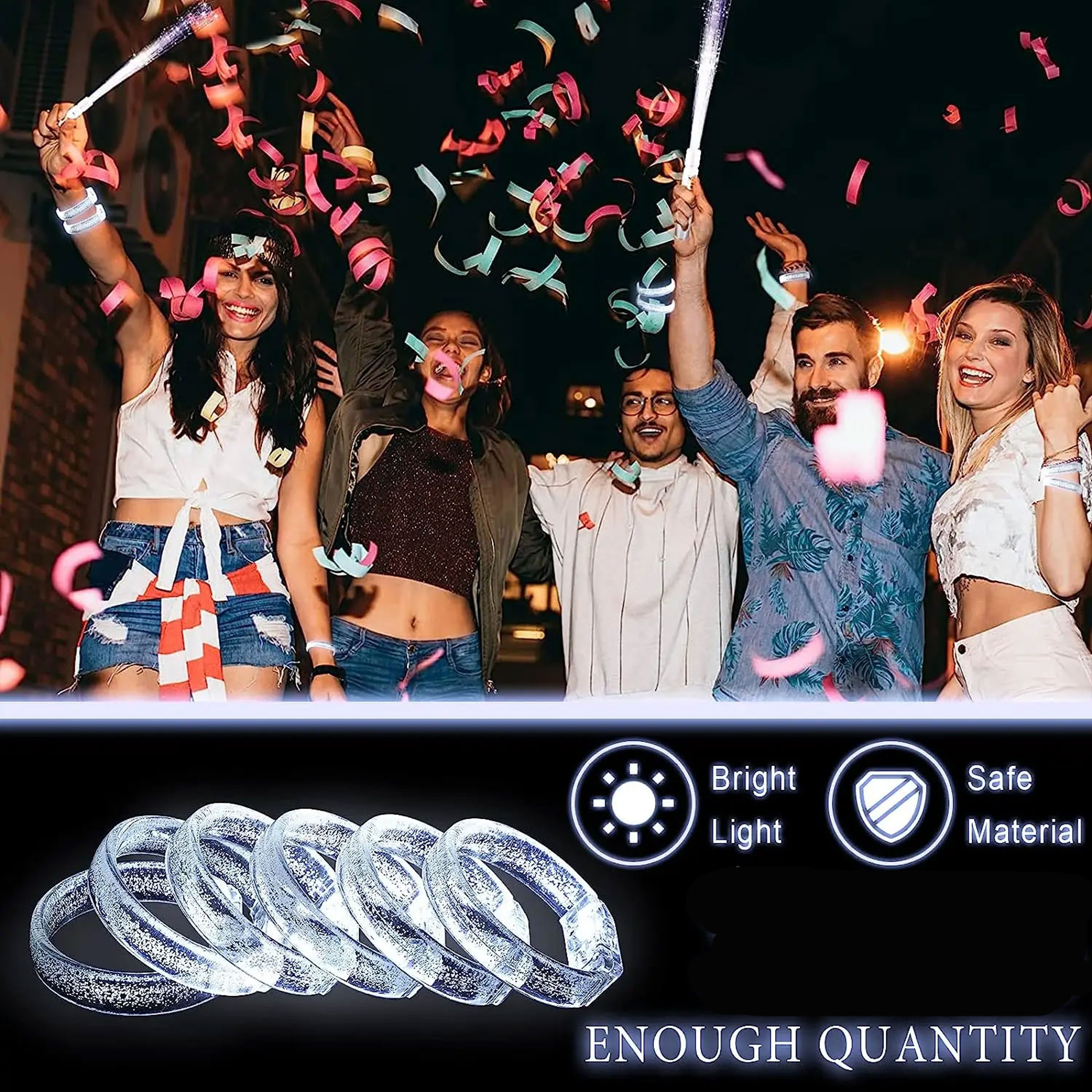 Party LED Light Up Bracelets White Glow Bracelets & Luminous Wristbands for Events – view 6