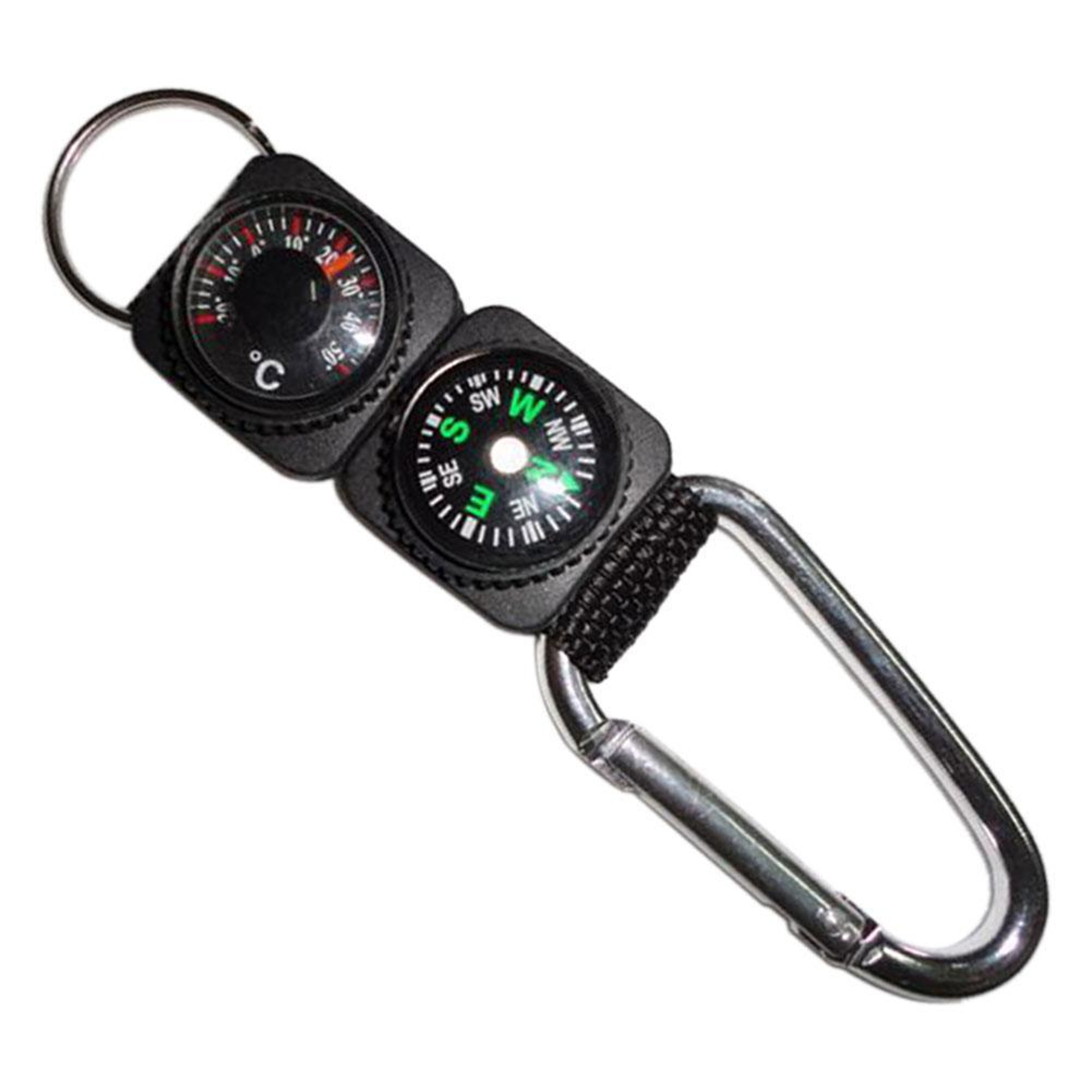 All In One Carabiner Compass Tool With Thermometer  Keychain Outdoor Multifunction Clip 0
