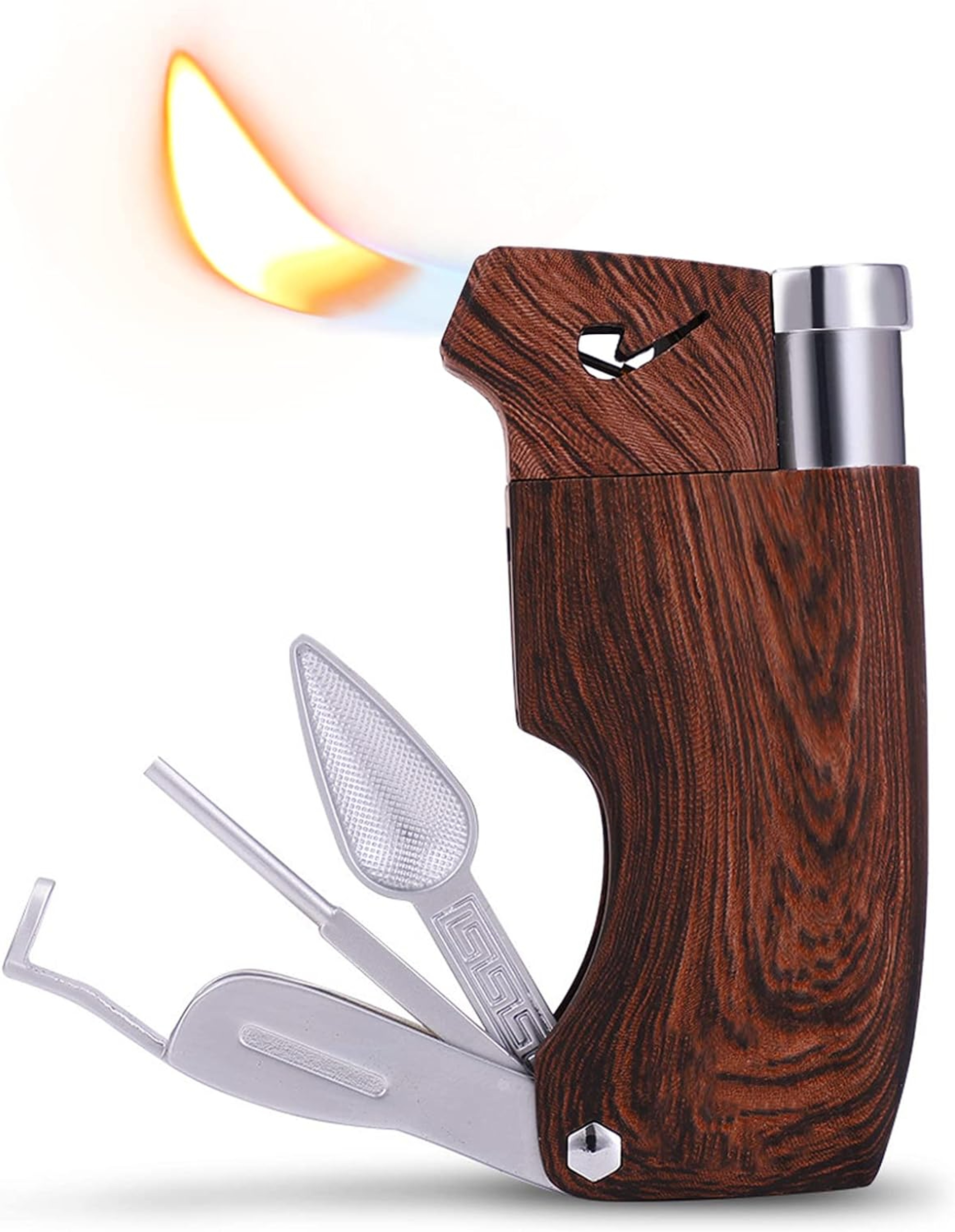 Premium Pipe Lighter With Cleaning Tools Butane Lighter For Smokers Mens Gift 6